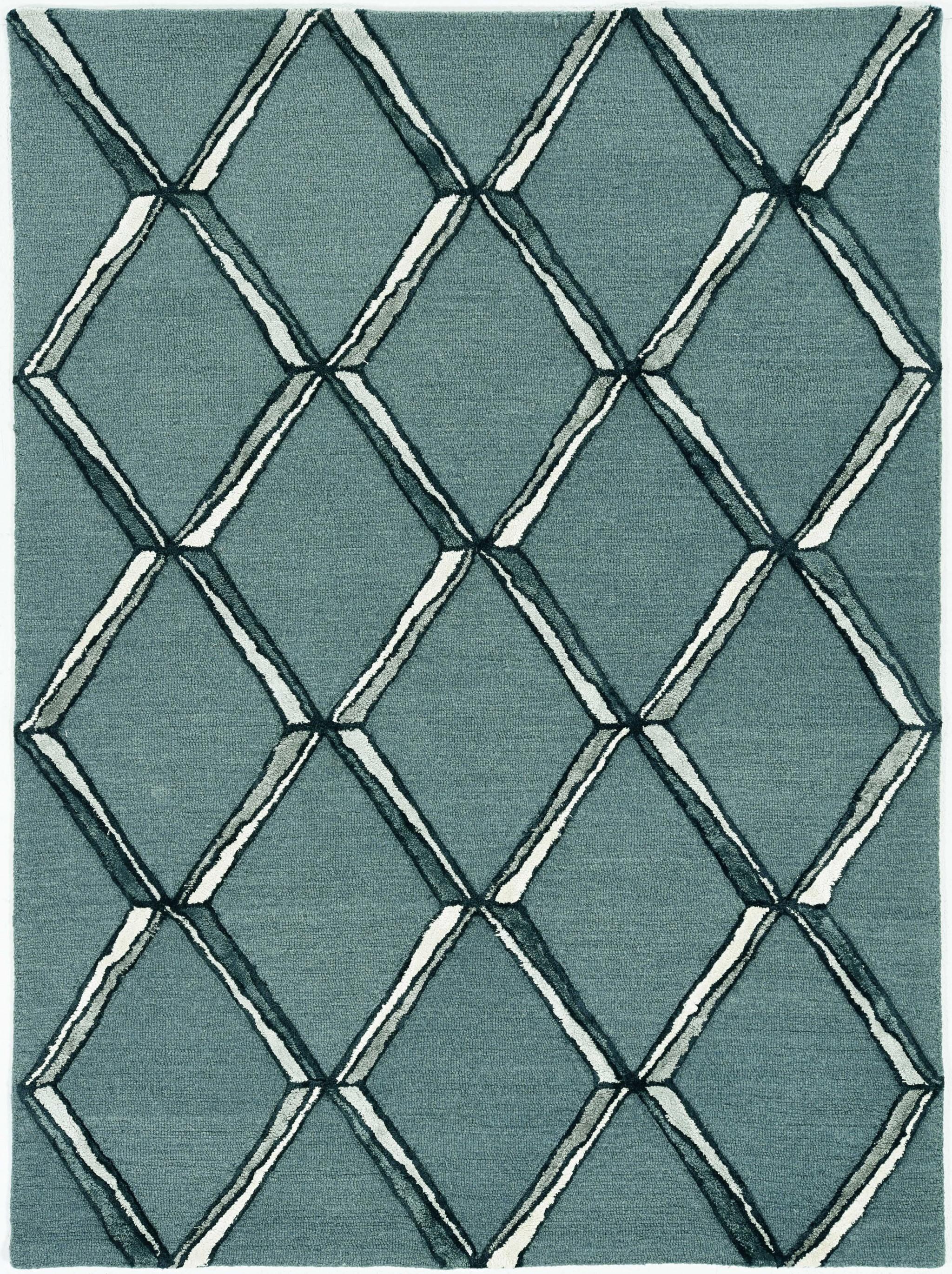 5'x7' Charcoal Silver Hand Tufted Geometric Diamond Pattern Indoor Area Rug