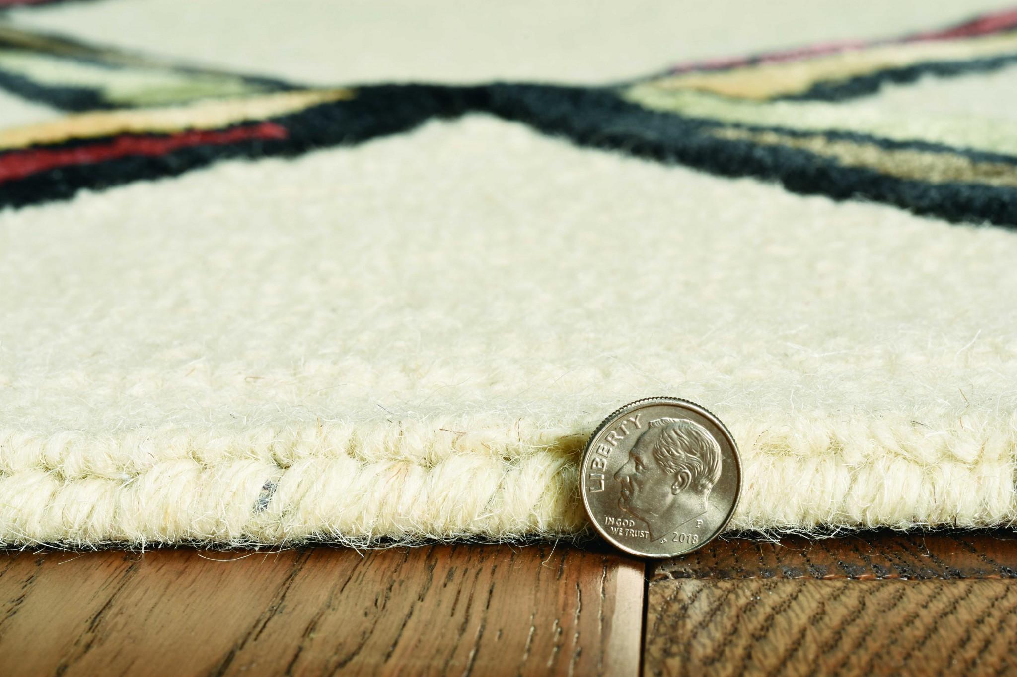 5' x 7' Cream or Gold Geometric Diamond Wool Indoor Area Rug