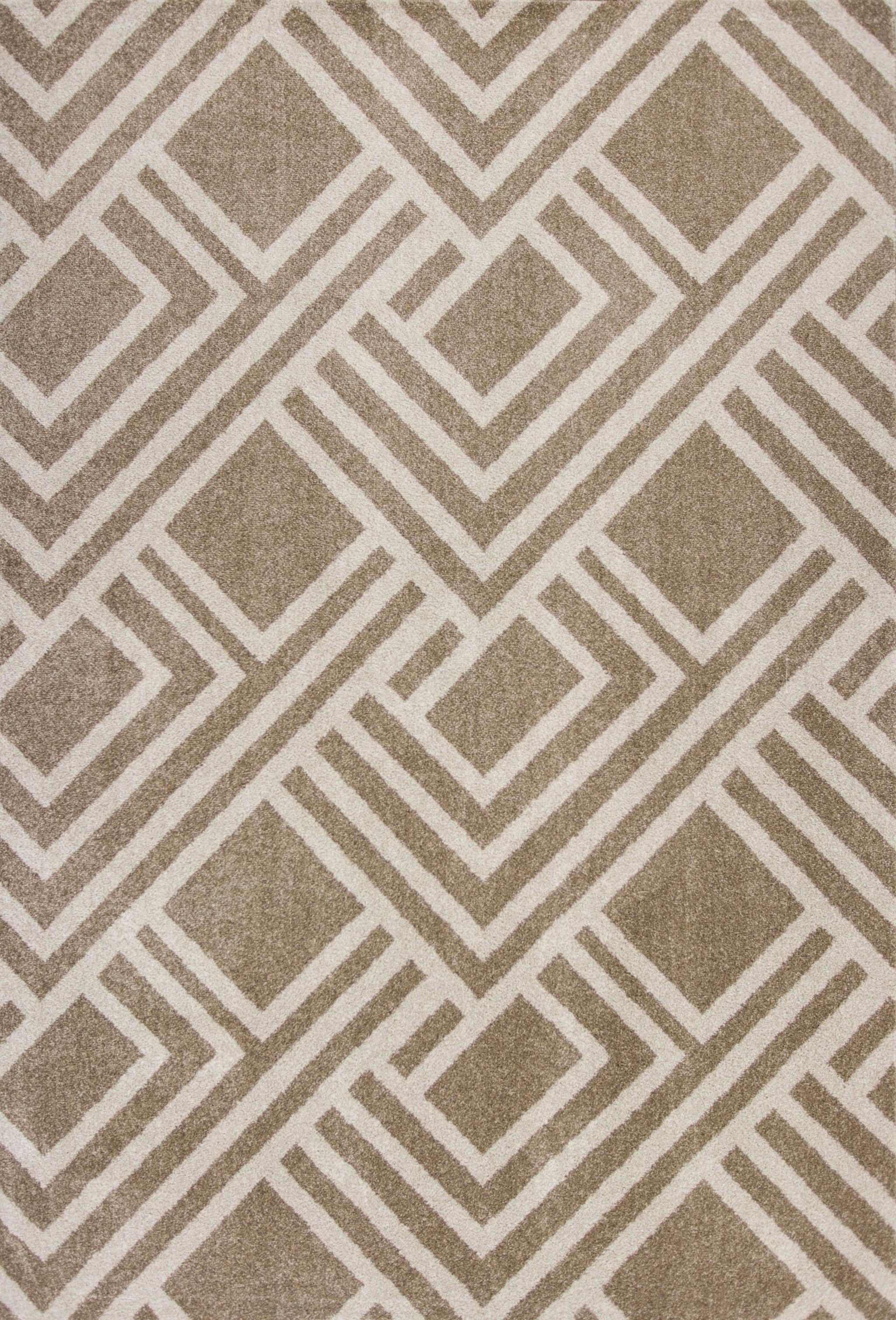 7'x10' Beige Machine Woven UV Treated Geometric Indoor Outdoor Area Rug