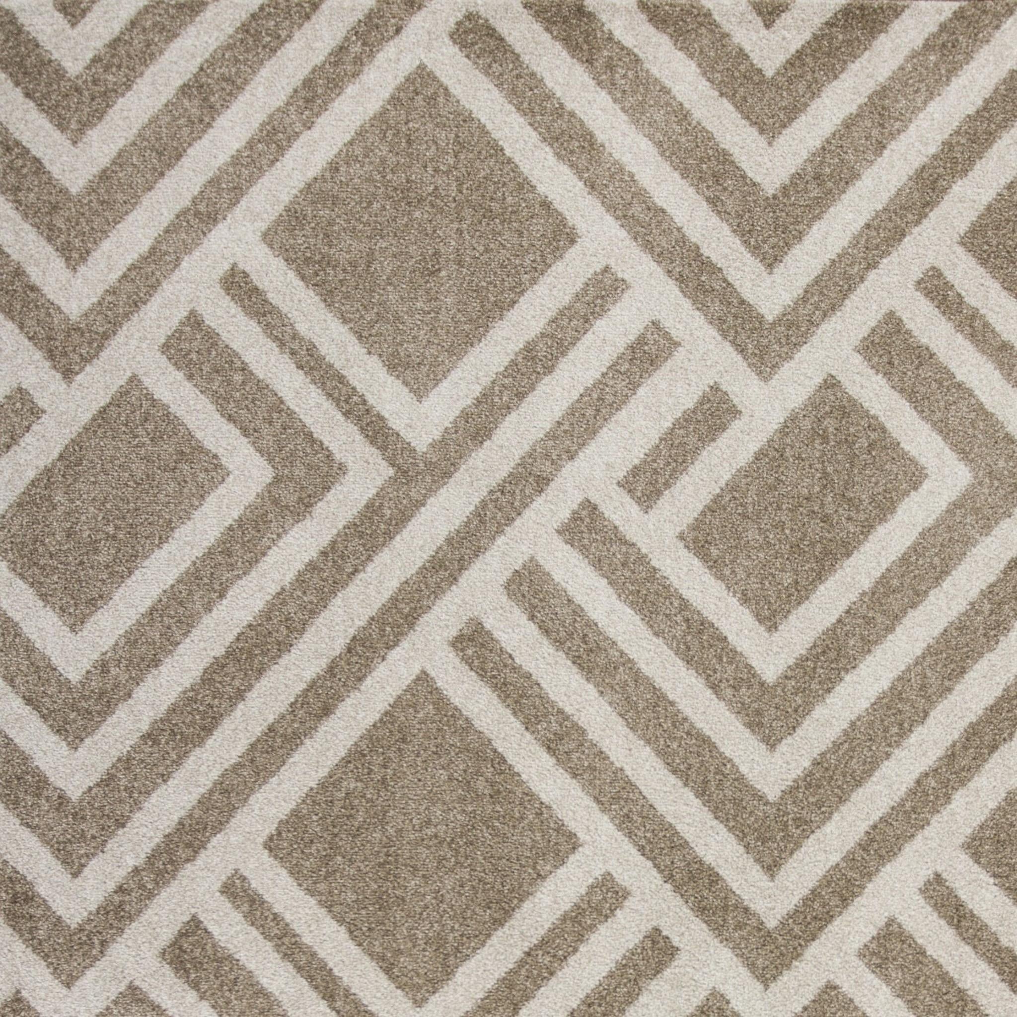 7'x10' Beige Machine Woven UV Treated Geometric Indoor Outdoor Area Rug