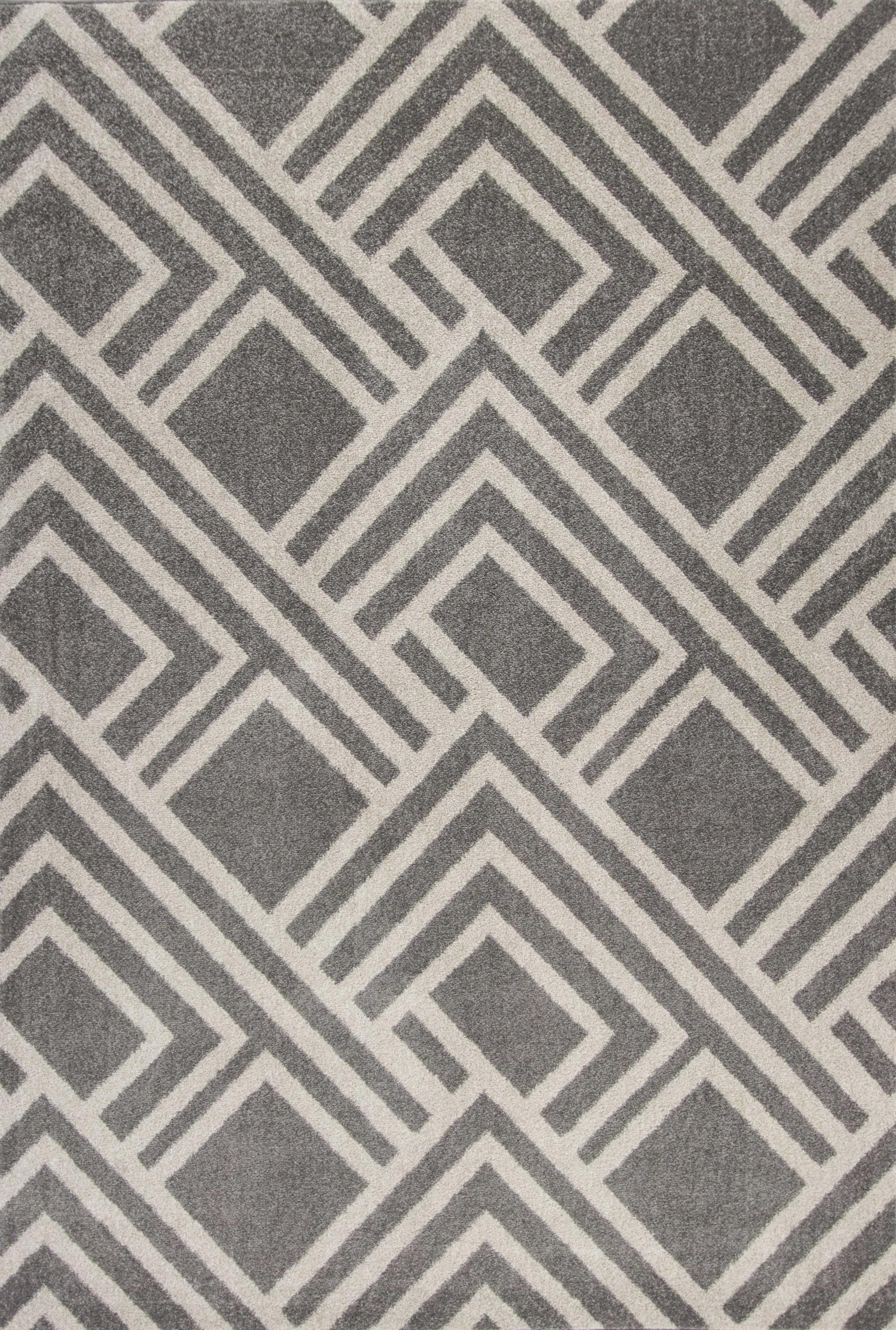 3'x5' Grey Machine Woven UV Treated Geometric Indoor Outdoor Area Rug