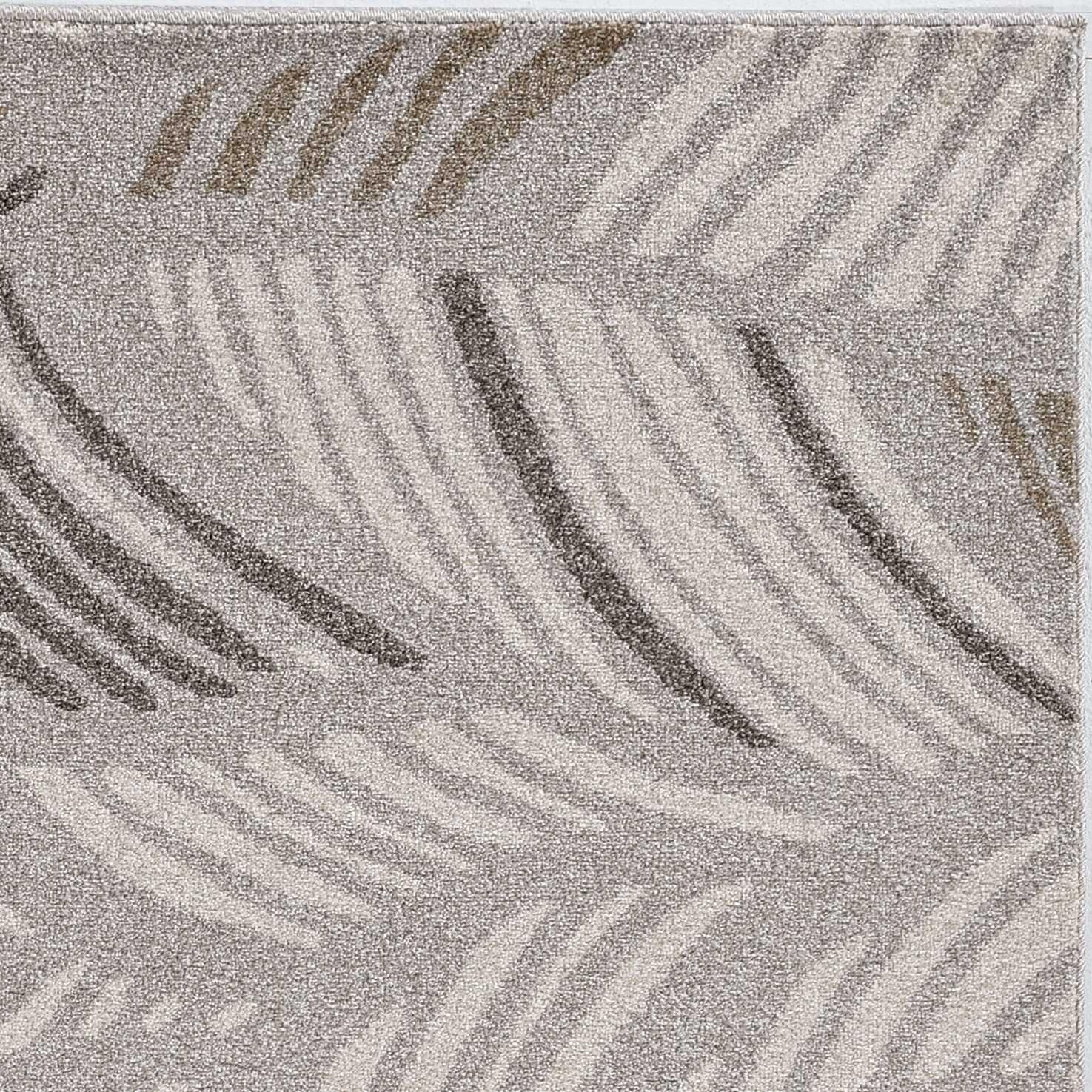 7' x 11' Grey Feather Pattern Indoor Outdoor Area Rug