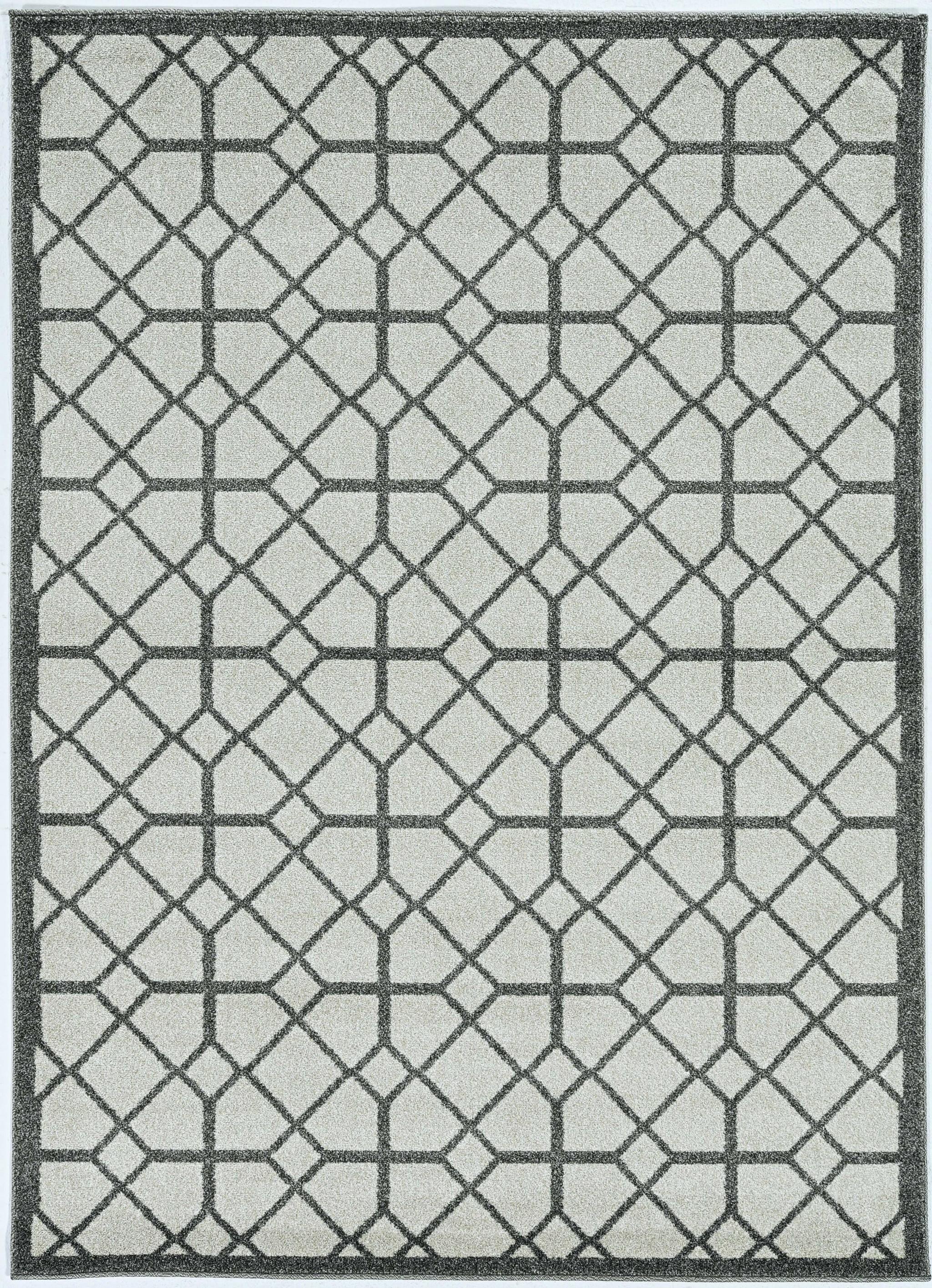 7' x 9' Ivory or Grey Geometric Diamond Indoor Outdoor Area Rug