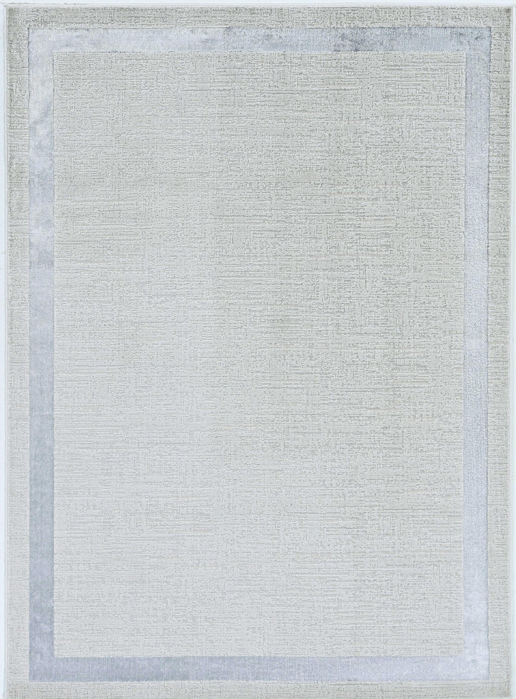 5'x8' Ivory Silver Machine Woven Bordered Indoor Area Rug