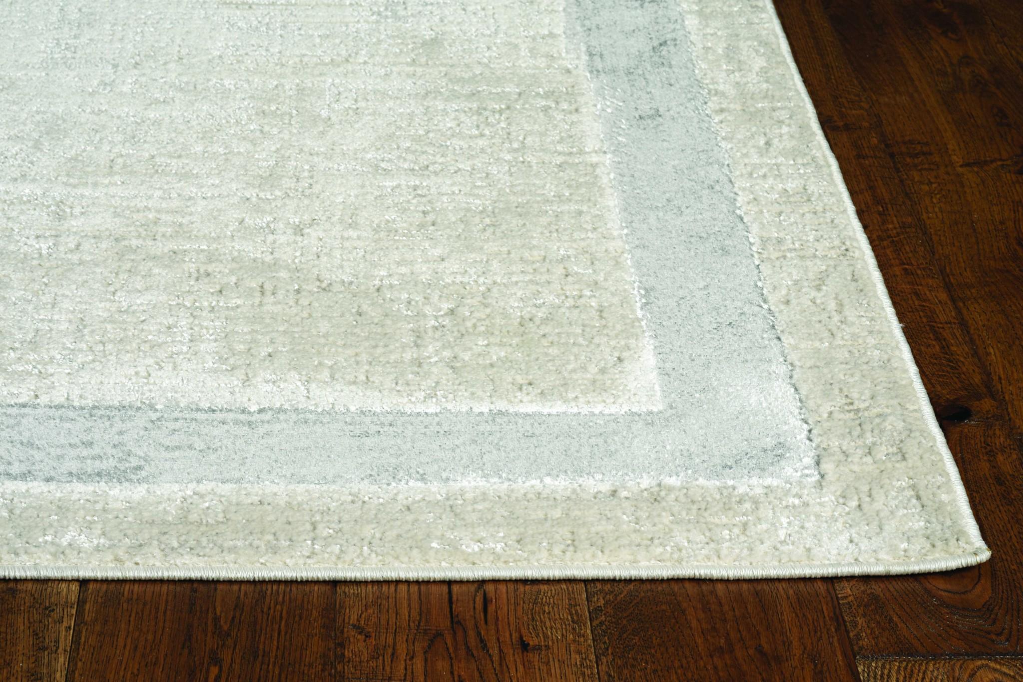 8'x11' Ivory Silver Machine Woven Bordered Indoor Area Rug Default Title
