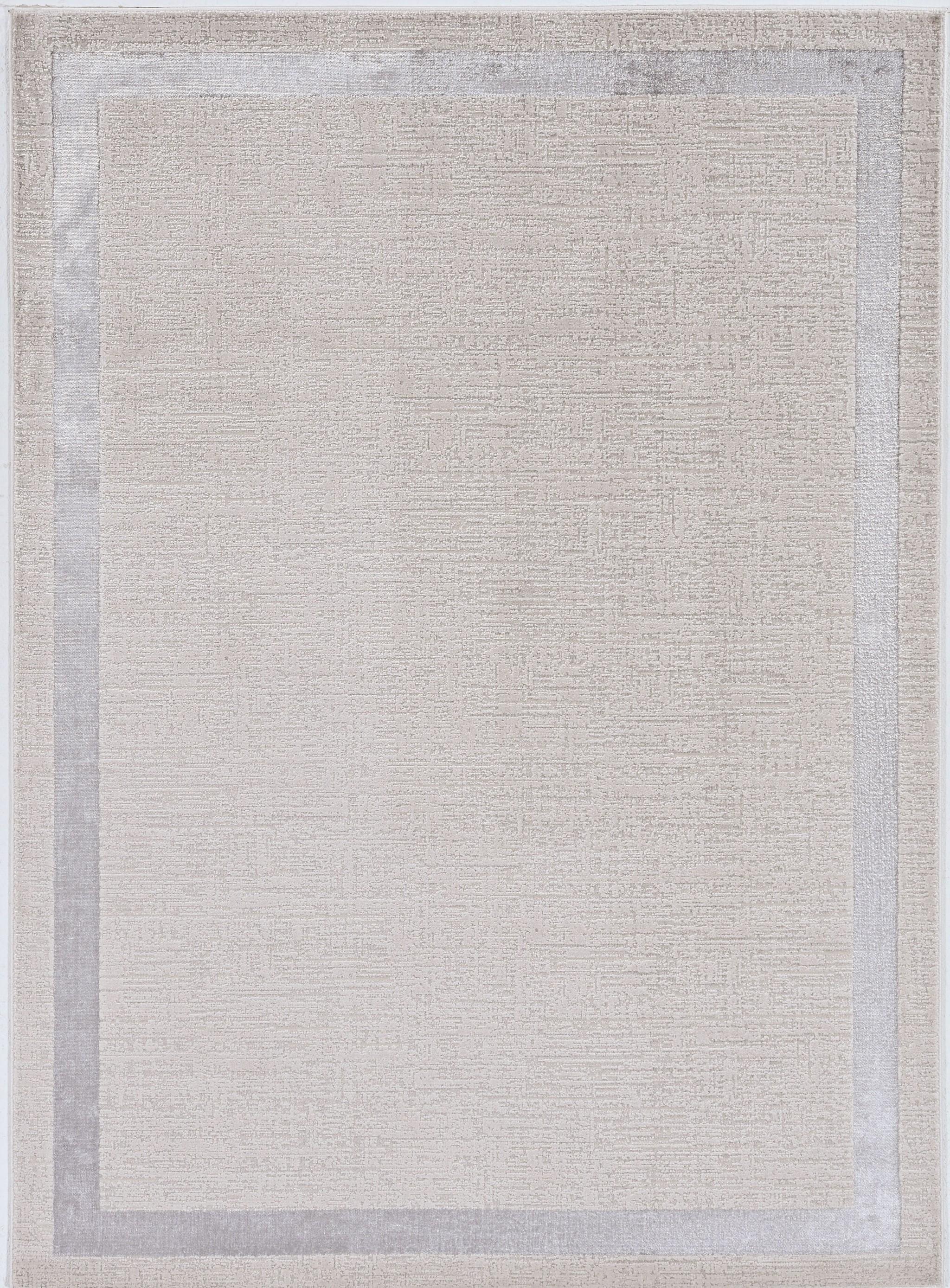 10'x13' Ivory Silver Machine Woven Bordered Indoor Area Rug