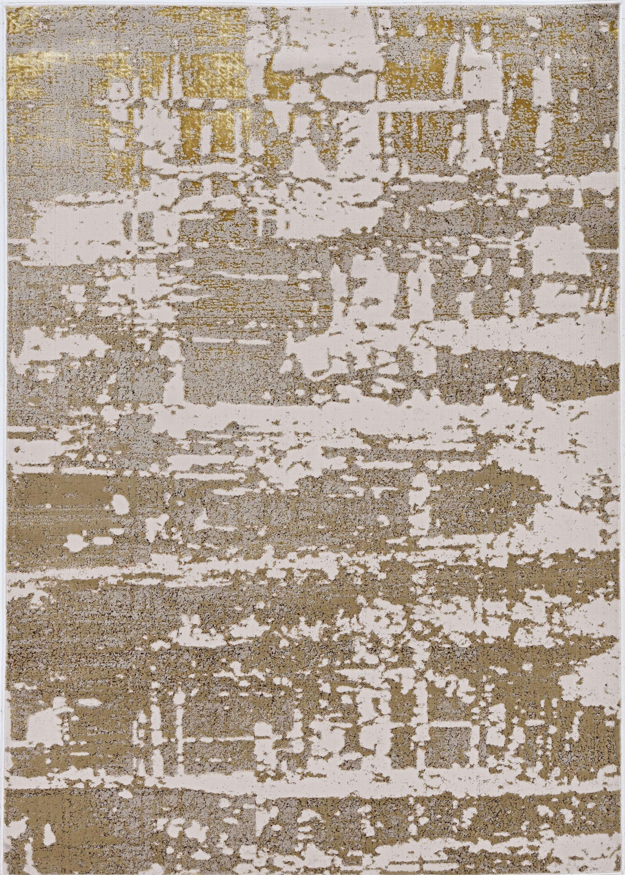 10'x13' Ivory Gold Machine Woven Abstract Indoor Area Rug