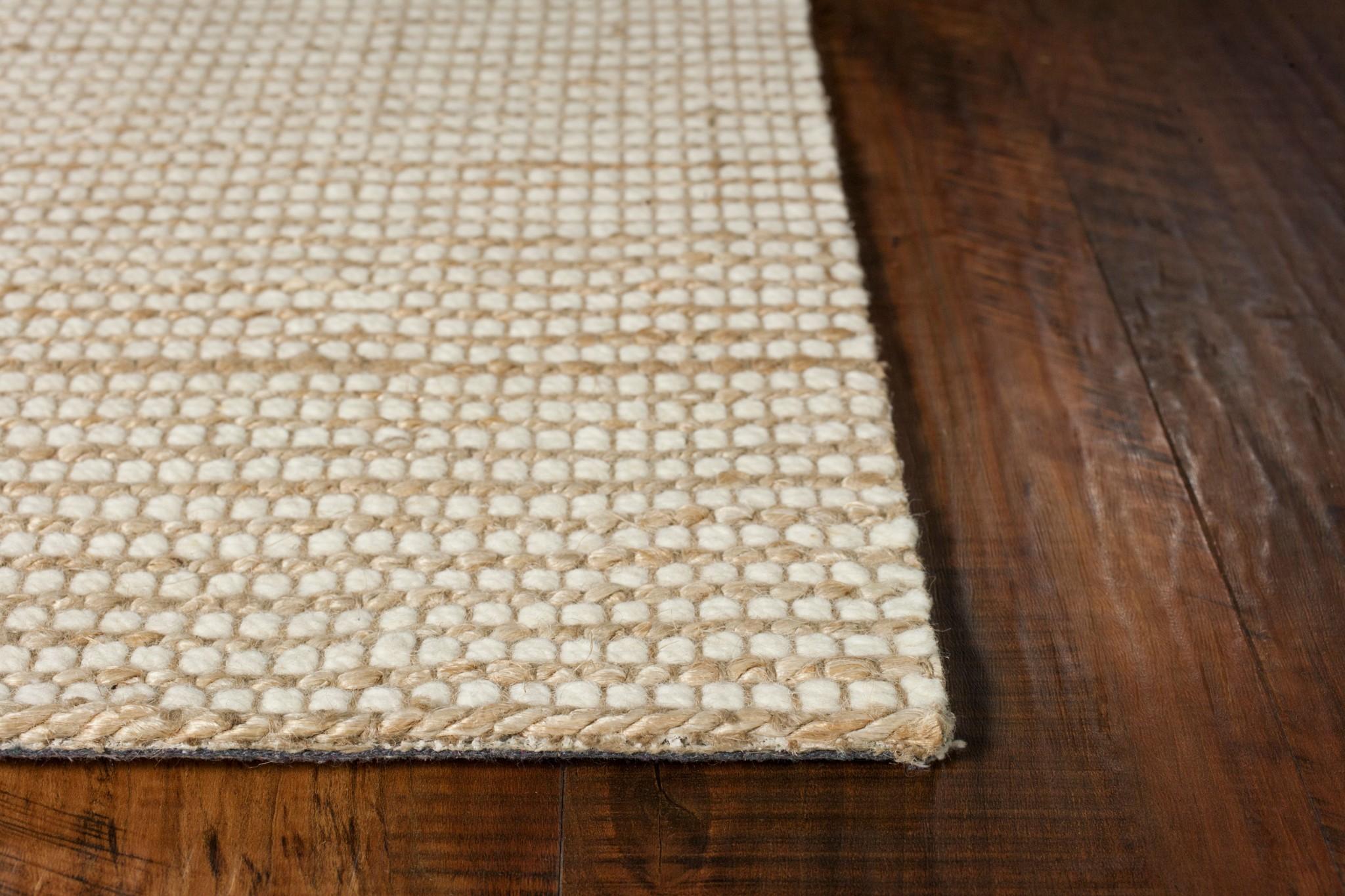 5'x7' Ivory Hand Woven Jute And Wool Indoor Area Rug