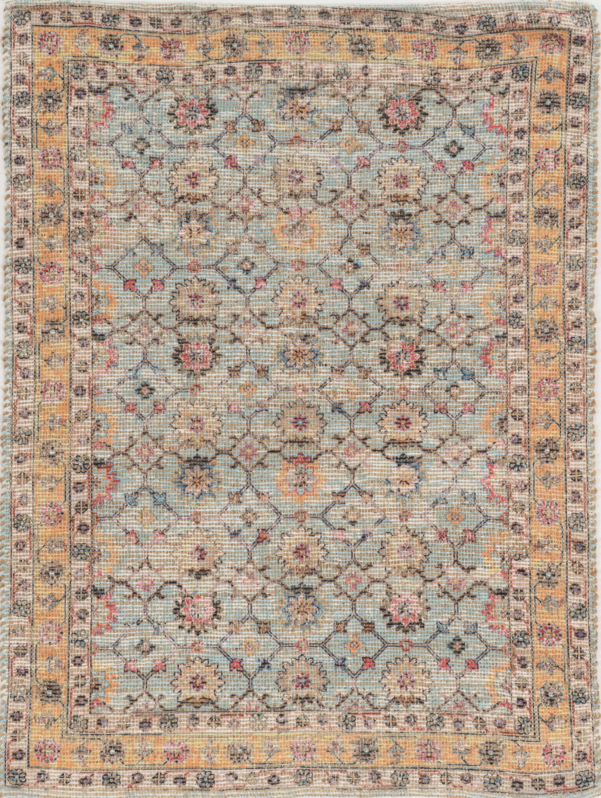2'x4' Spa Green Hand Woven Floral Indoor Accent Rug