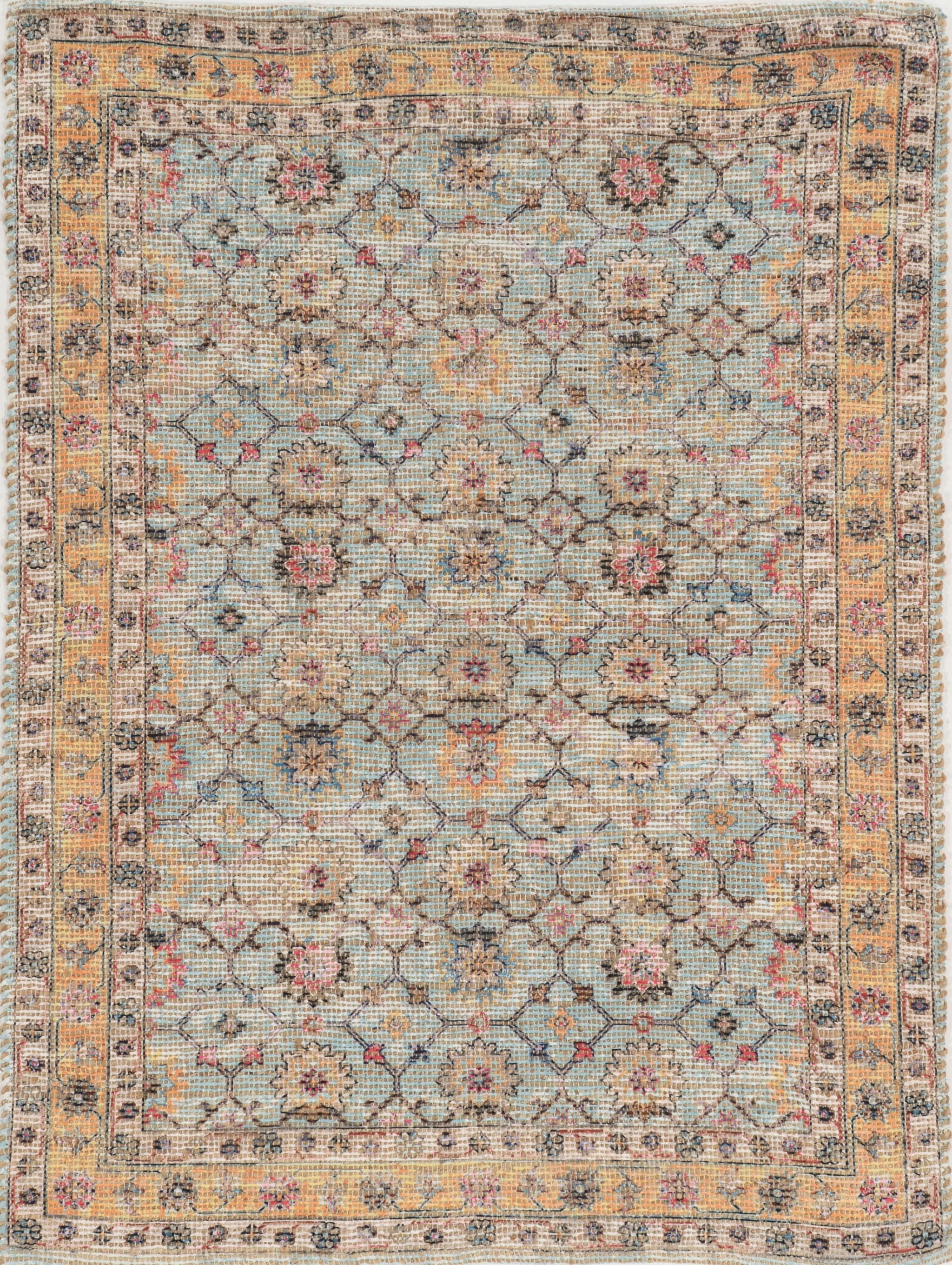 3'x5' Spa Green Hand Woven Floral Indoor Area Rug