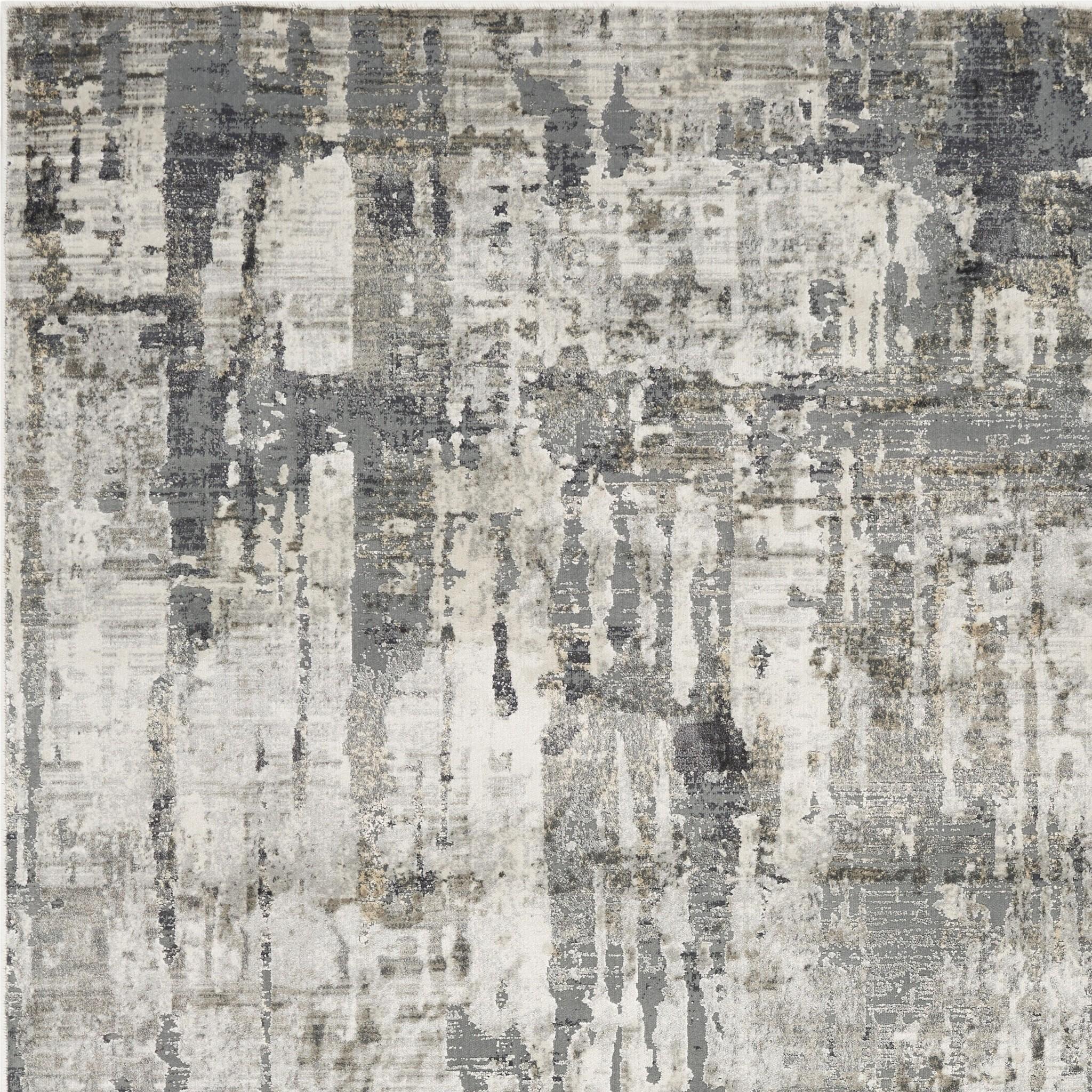 5'x8' Grey Machine Woven Abstract Drip Indoor Area Rug