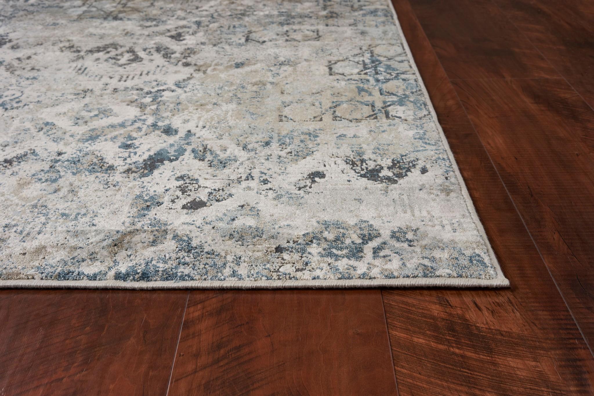 5'x8' Teal Machine Woven Distressed Traditional Indoor Area Rug