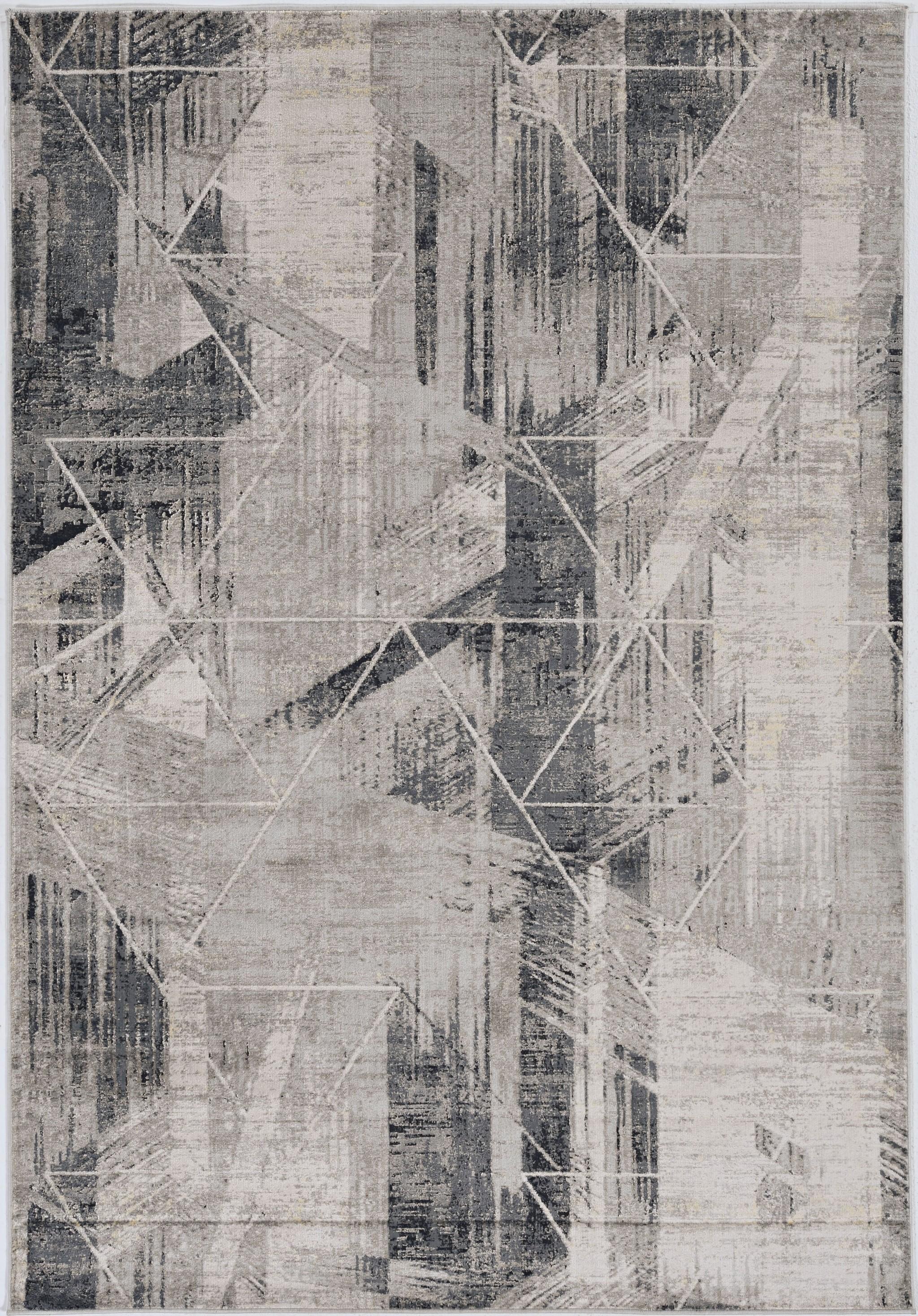 9'x13'Grey Machine Woven Abstract Geometric Indoor Area Rug