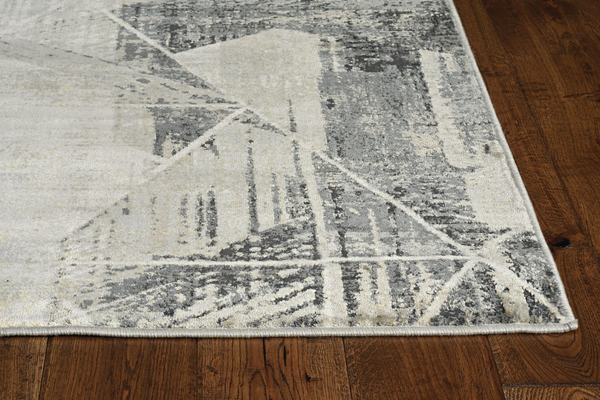 9'x13'Grey Machine Woven Abstract Geometric Indoor Area Rug