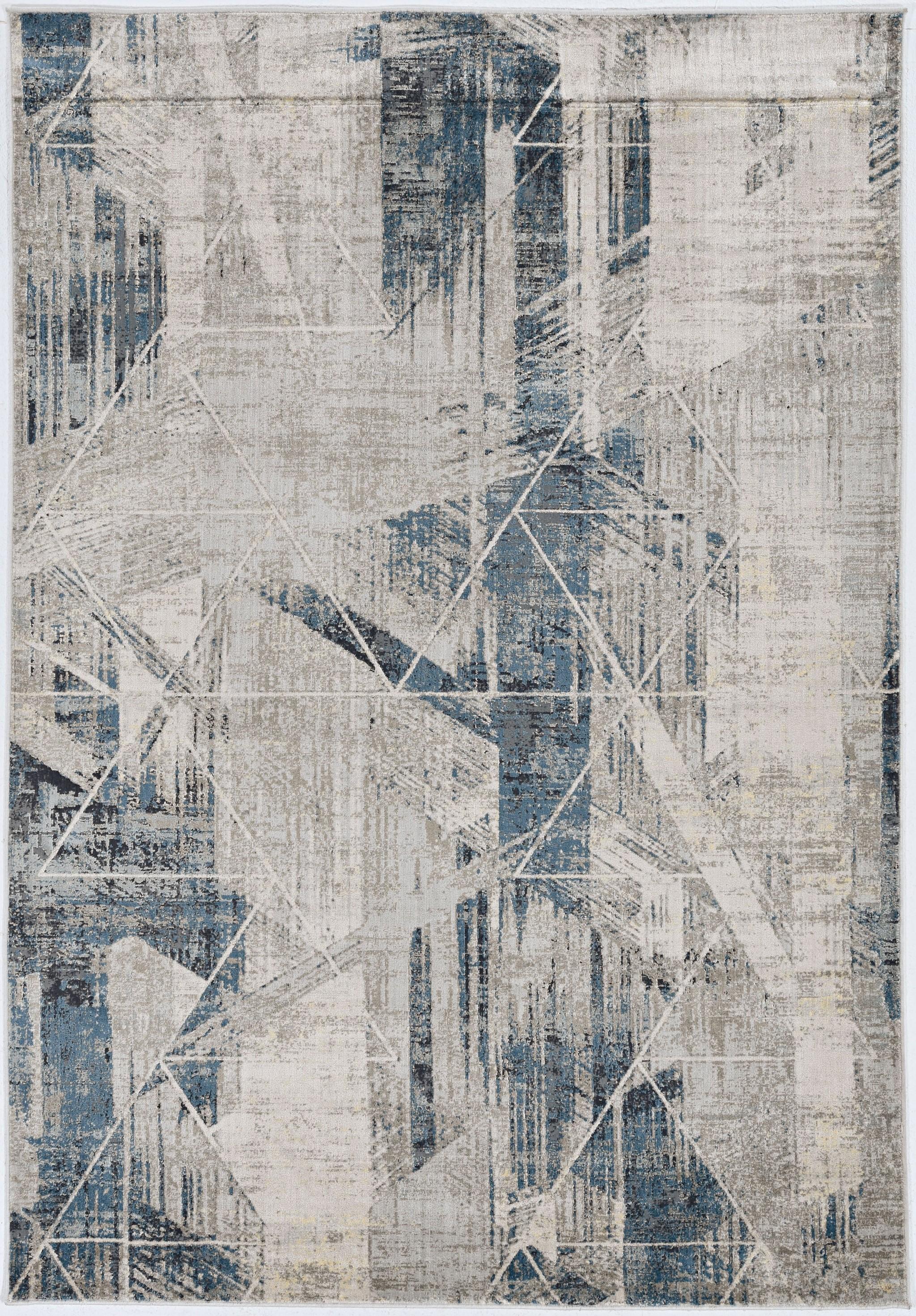 5'x8' Grey Blue Machine Woven Abstract Geometric Indoor Area Rug Default Title
