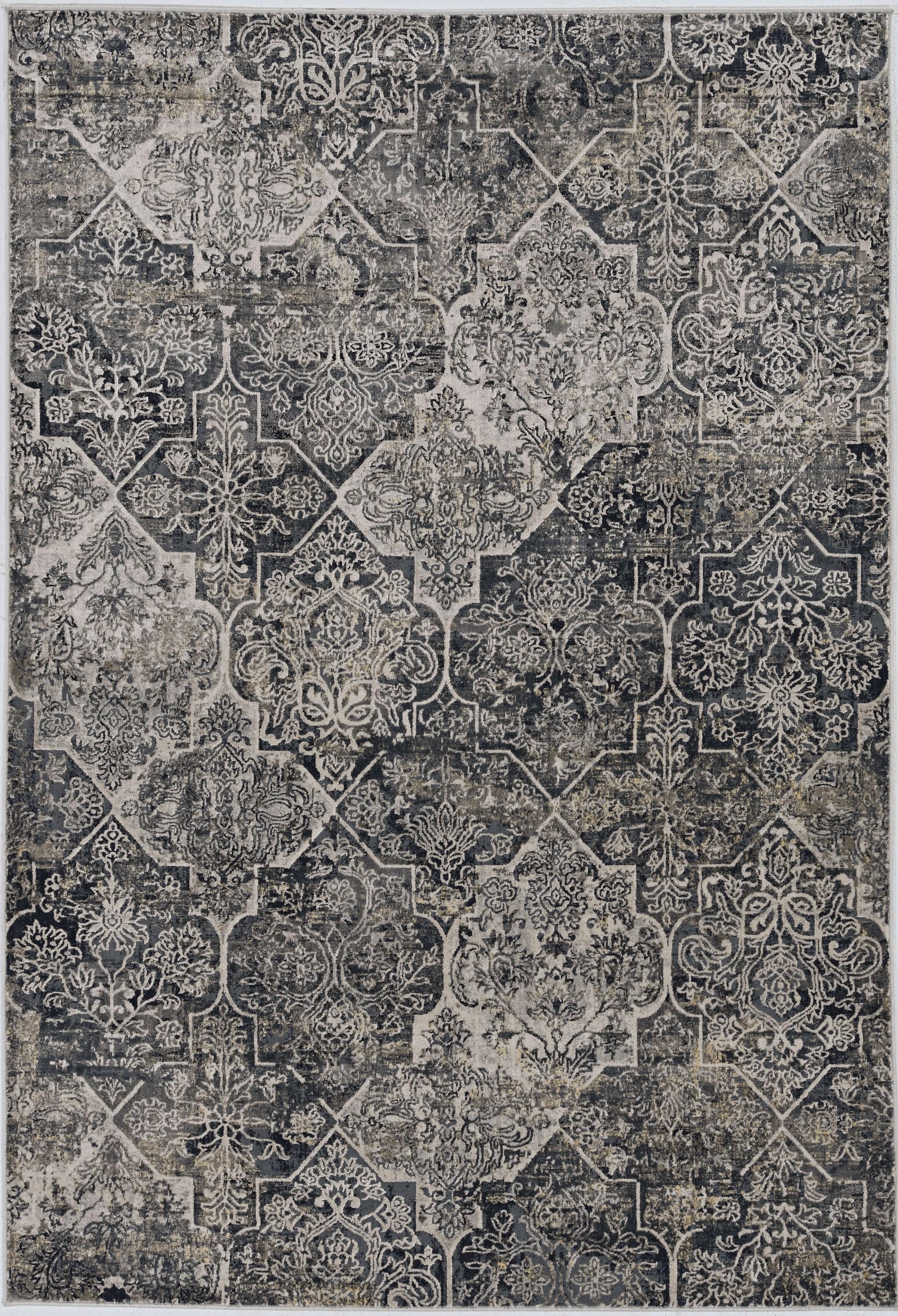 8'x11' Grey Machine Woven Traditional Quatrefoil Indoor Area Rug Default Title