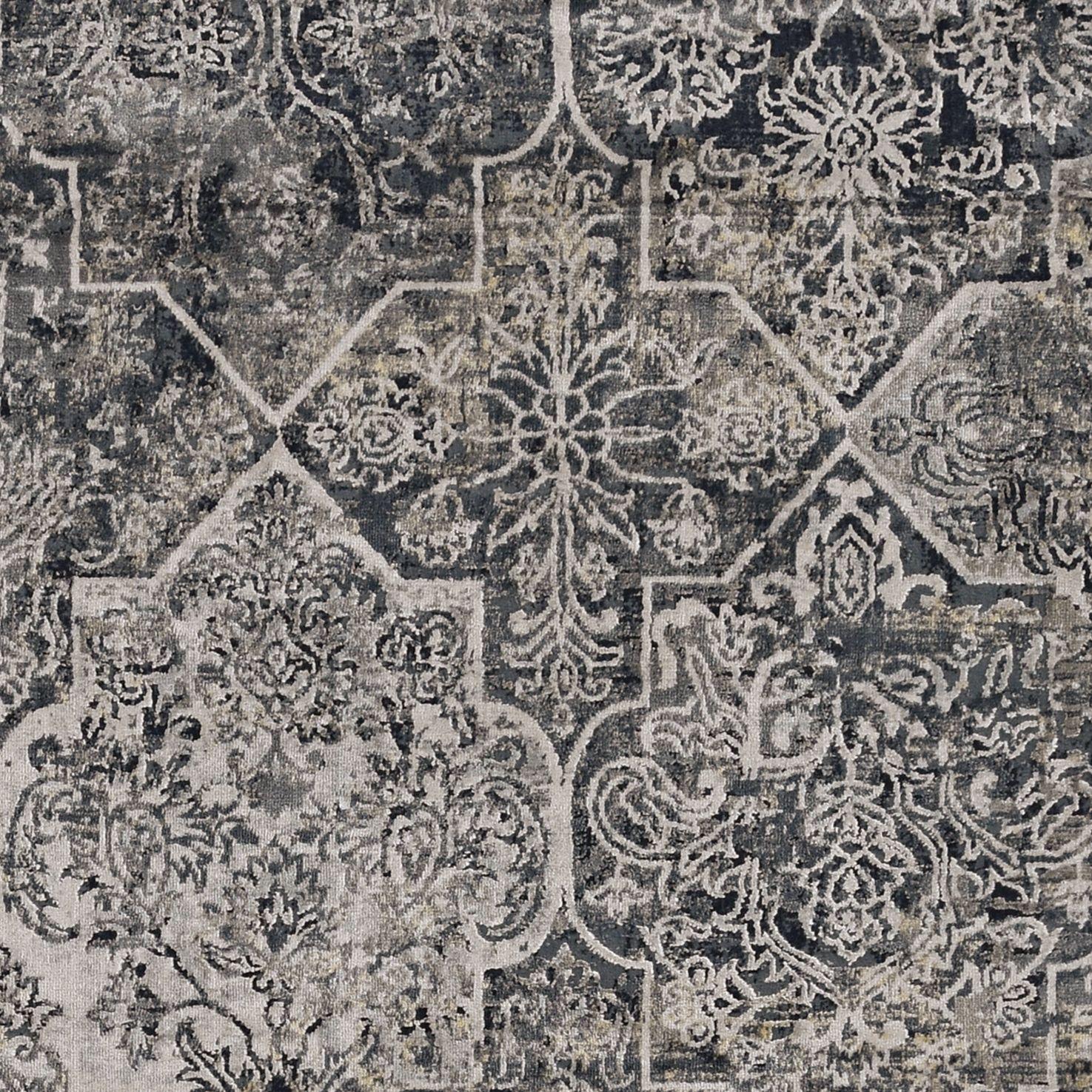 9'x13' Grey Machine Woven Traditional Quatrefoil Indoor Area Rug