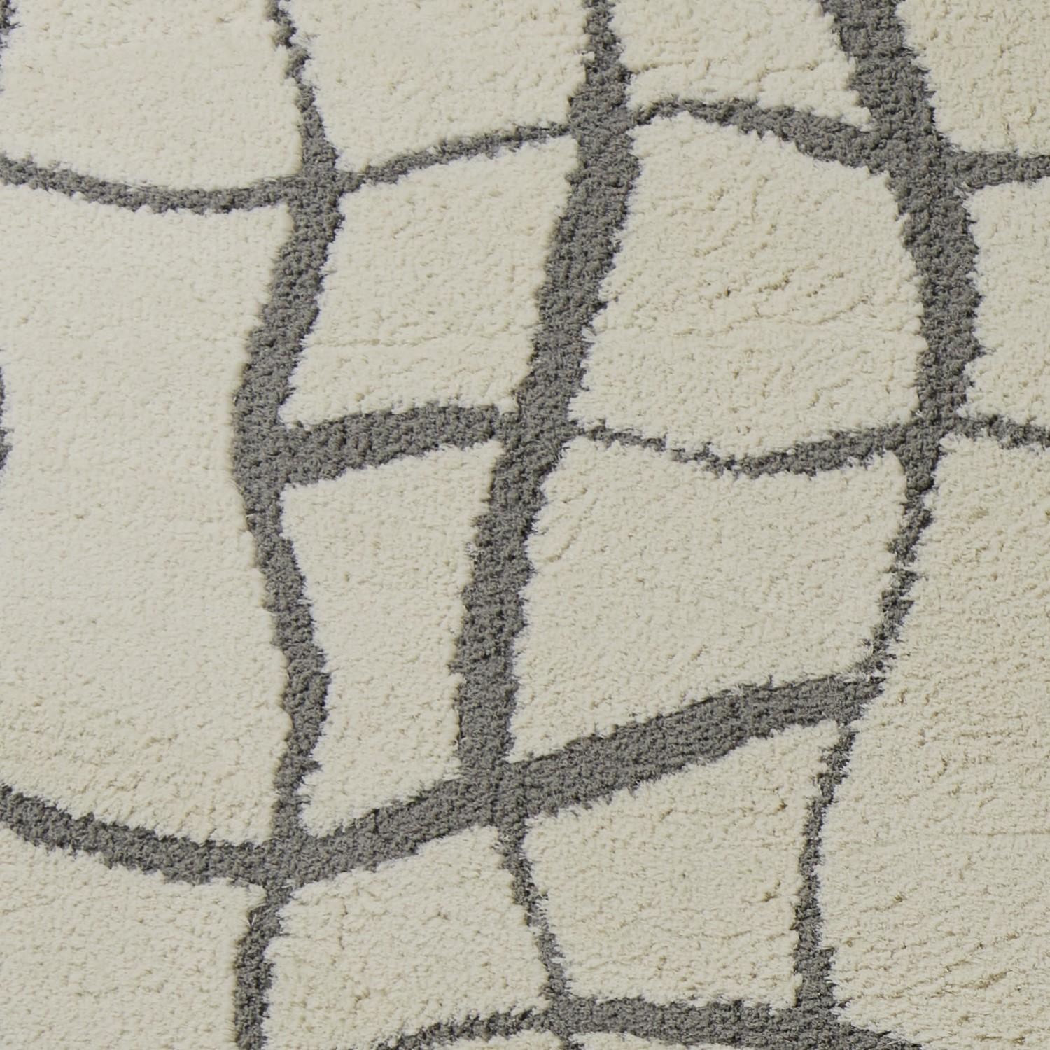 8'x11' Ivory Machine Woven Abstract Lines Indoor Shag Area Rug Default Title
