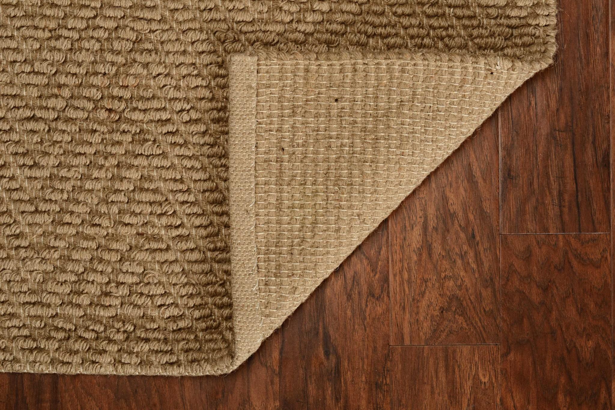 8' Natural Beige Hand Woven Herringbone Jute Indoor Runner Rug