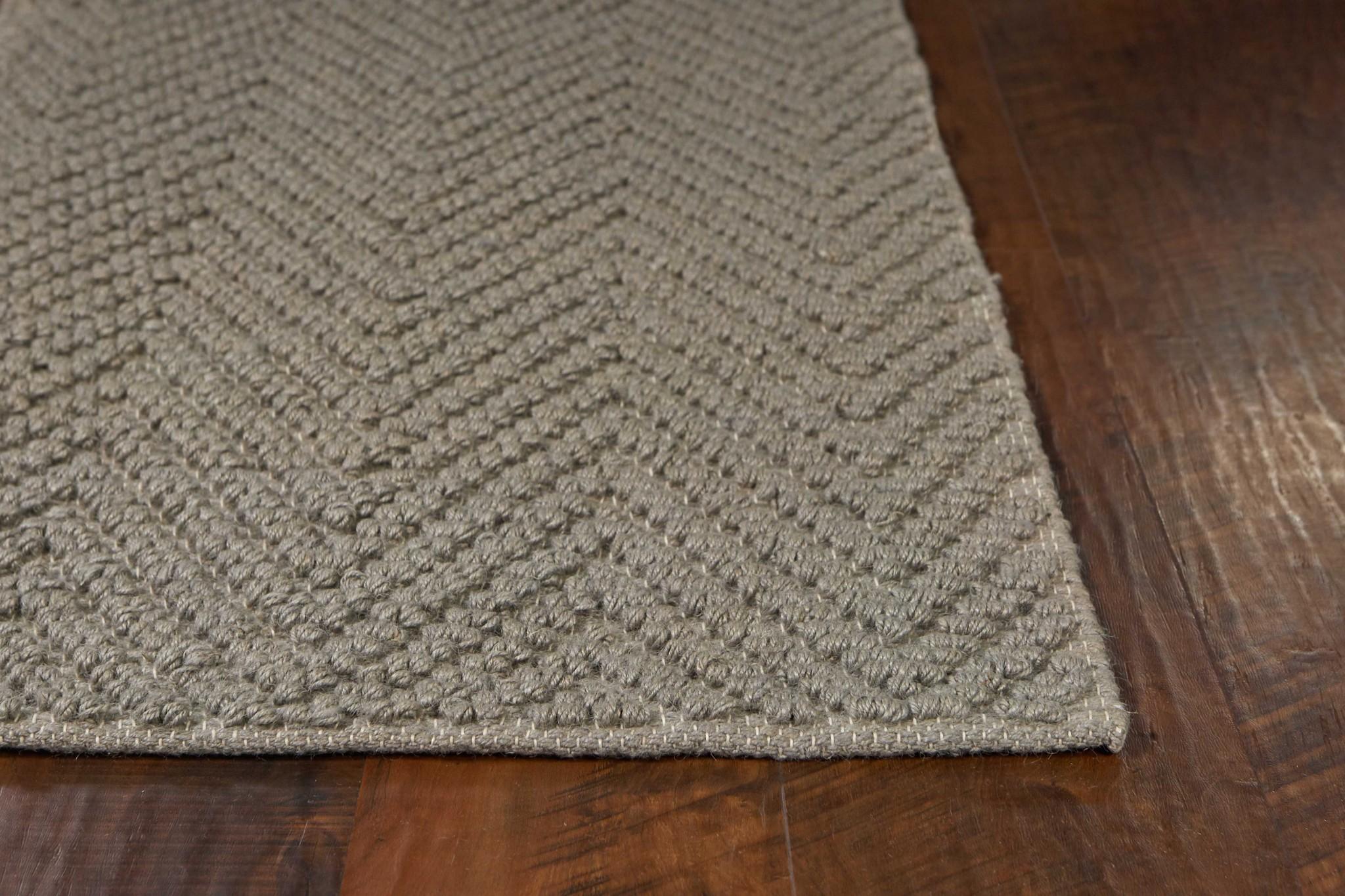 2'x4' Grey Heather Hand Woven Herringbone Jute Indoor Accent Rug