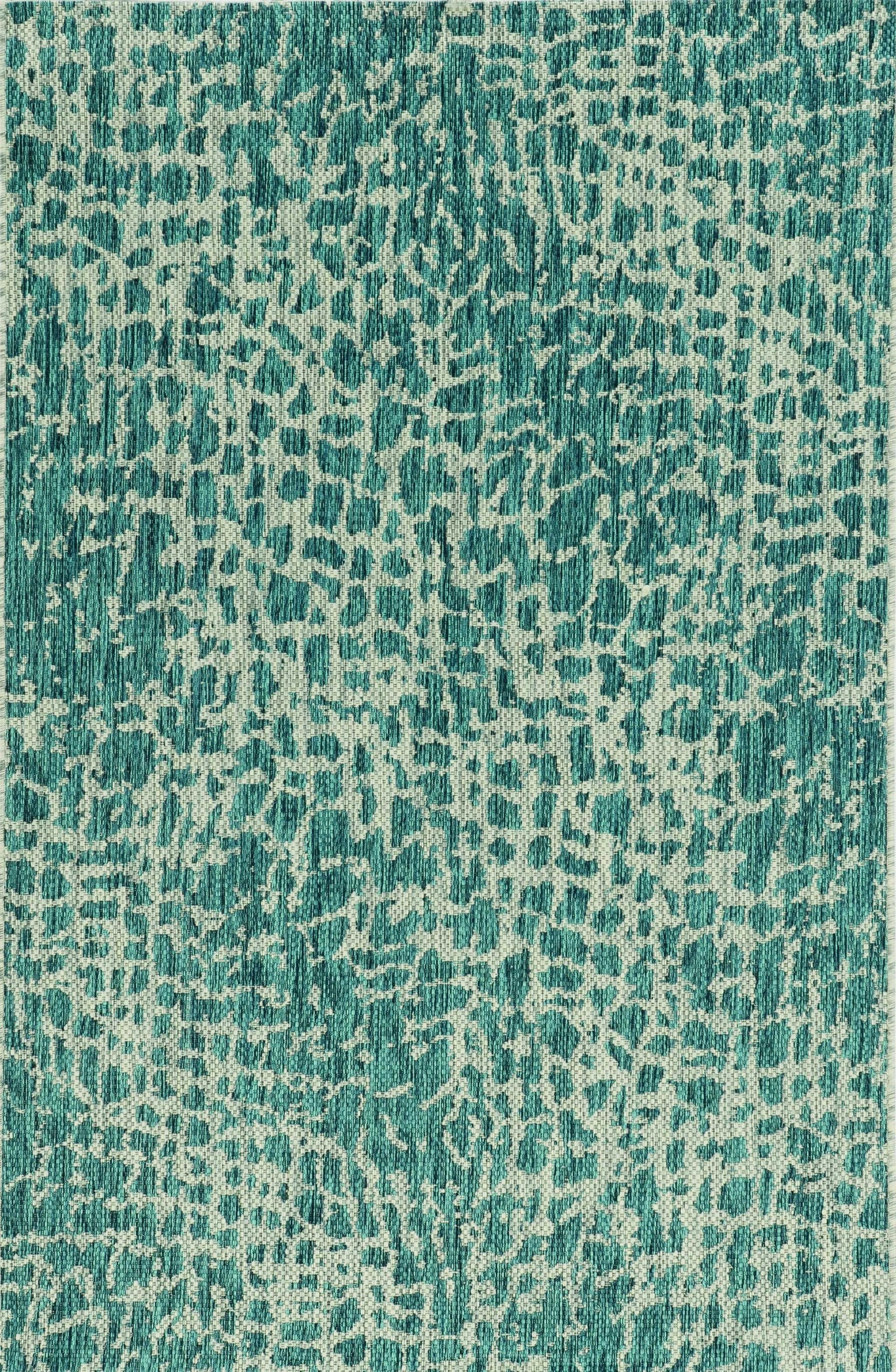 5' x 8'  Teal Animal Print Outdoor Area Rug