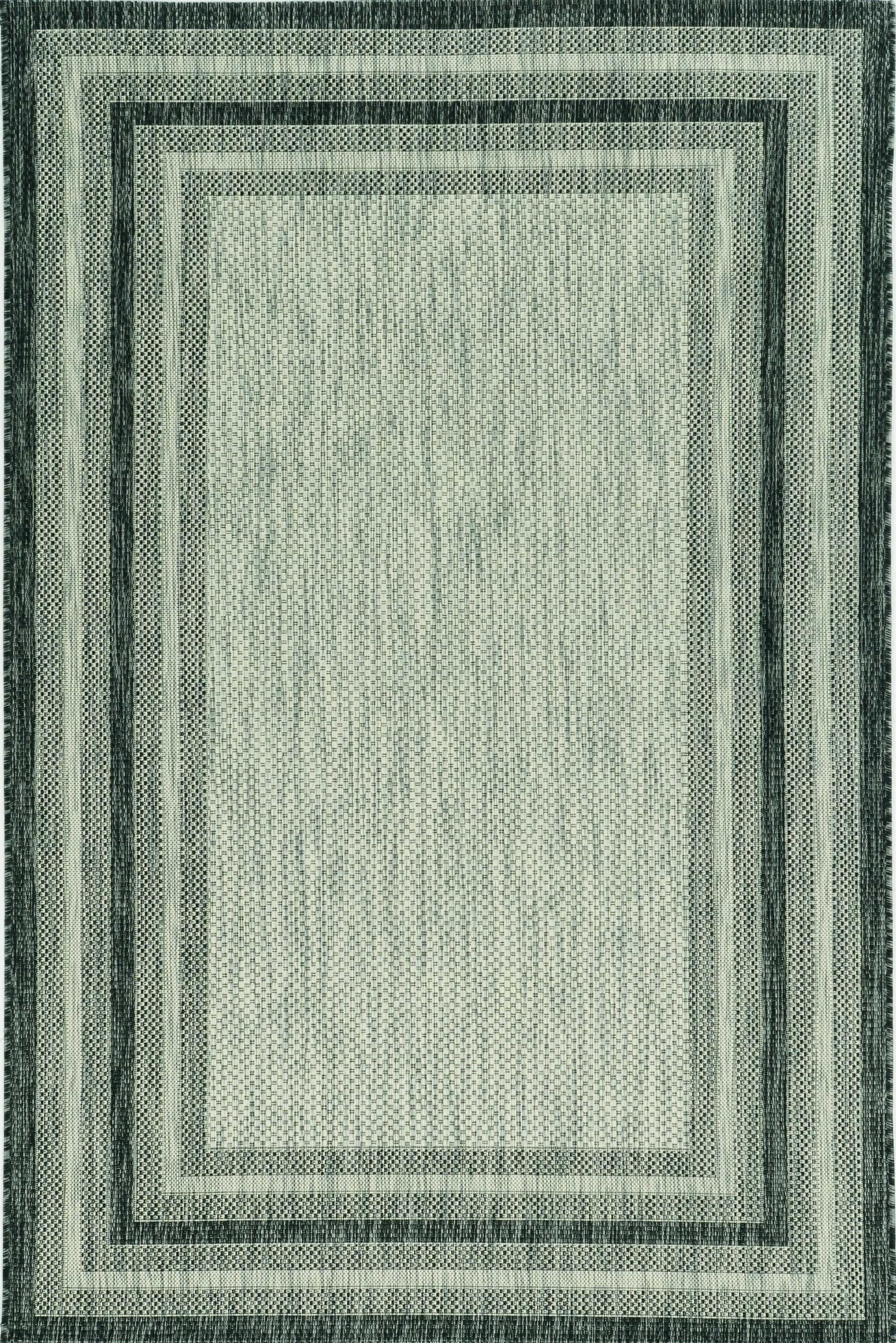 3'x4' Grey Machine Woven UV Treated Bordered Indoor Outdoor Accent Rug