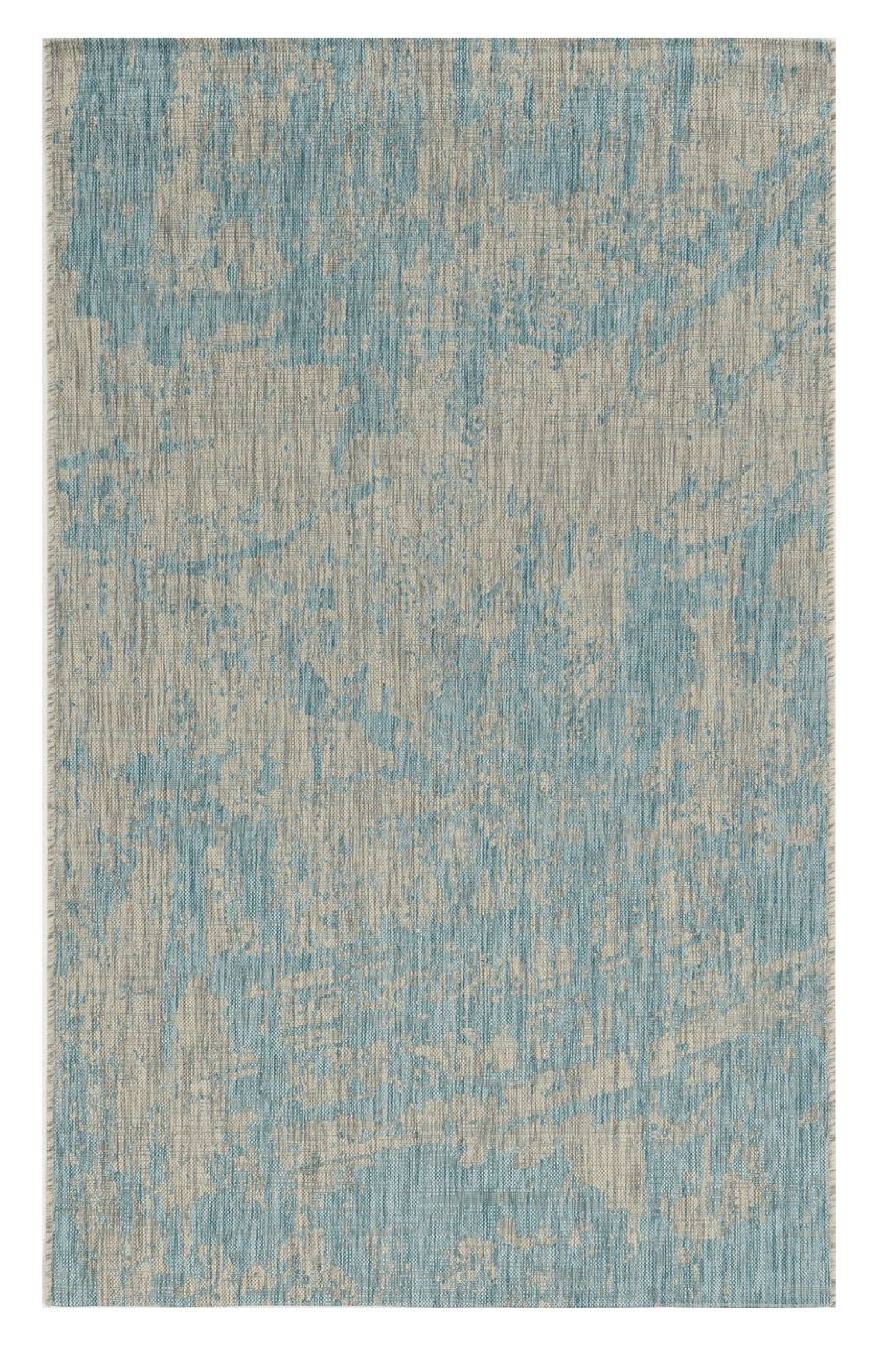 8'x11' Teal Machine Woven Abstract Strokes Indoor Outdoor Area Rug