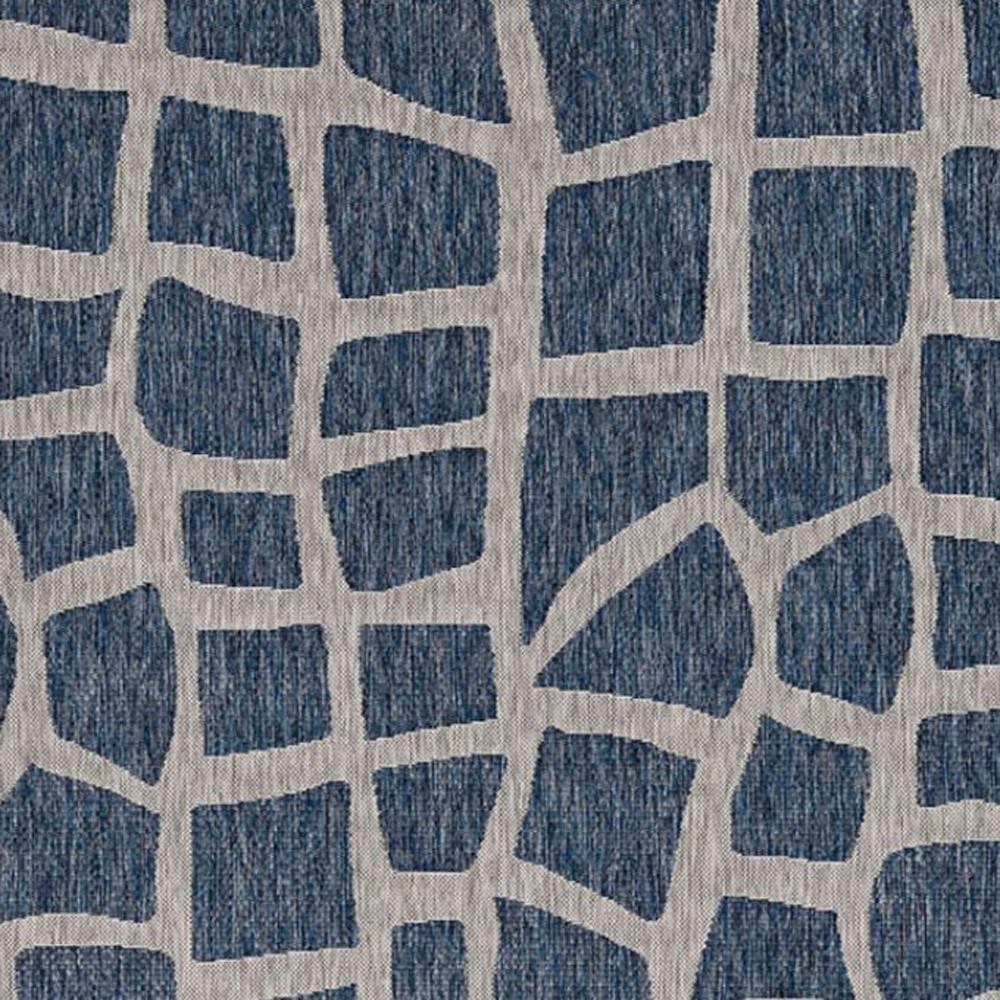 3'x5' Blue Grey Machine Woven UV Treated Abstract Indoor Outdoor Area Rug