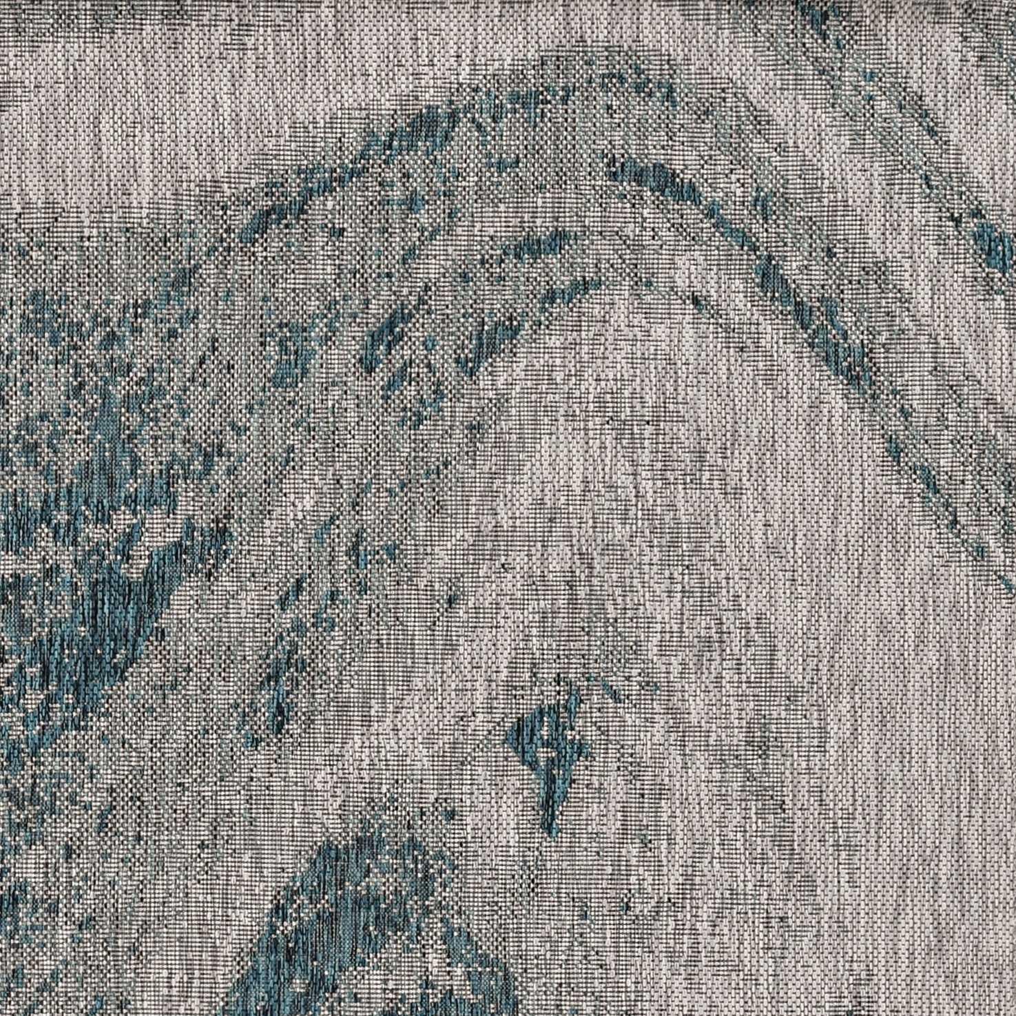 5' x 8' Grey or Teal Abstract Waves Rug Default Title