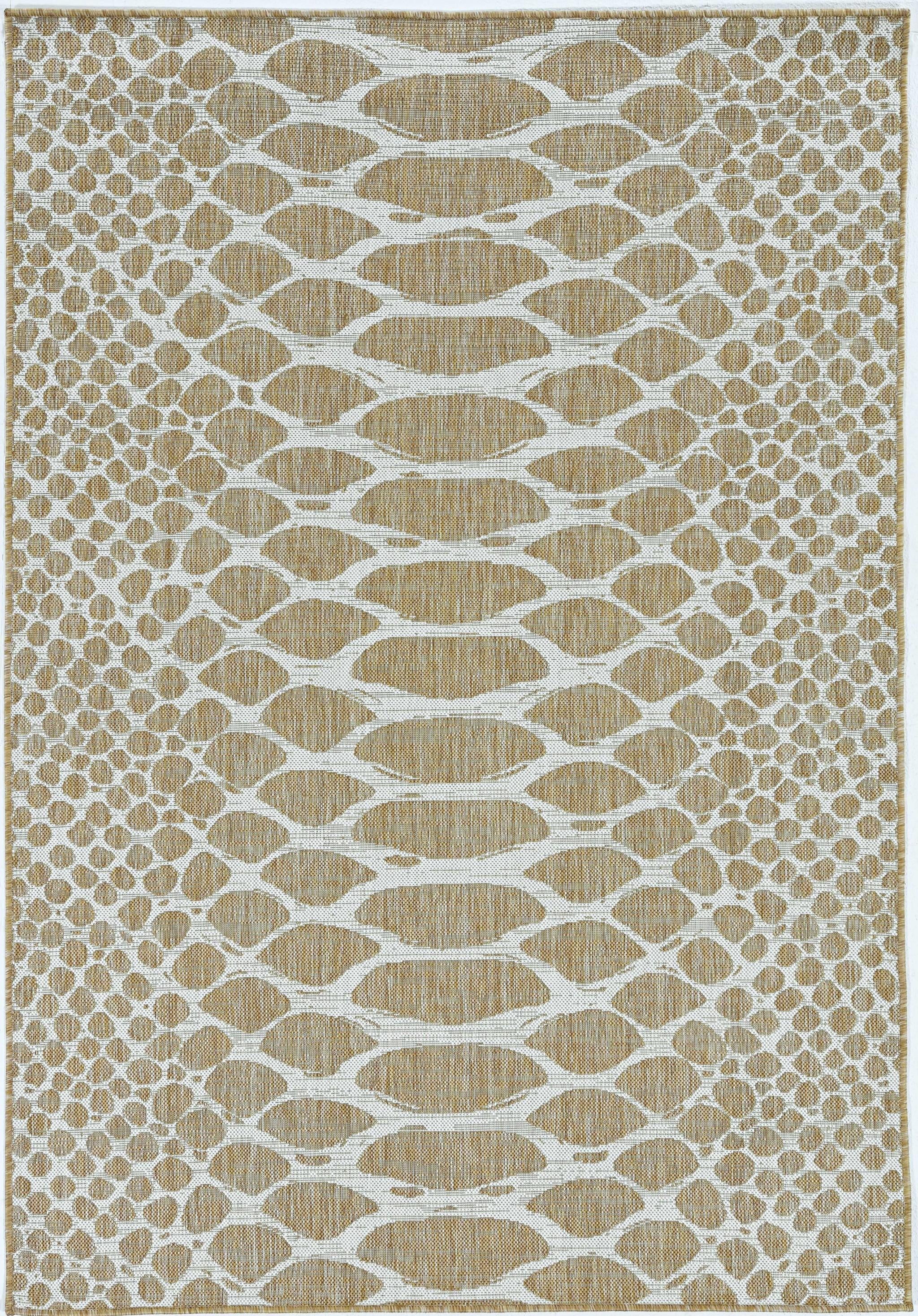 3'x4' Ivory Machine Woven UV Treated Snake Print Indoor Outdoor Accent Rug