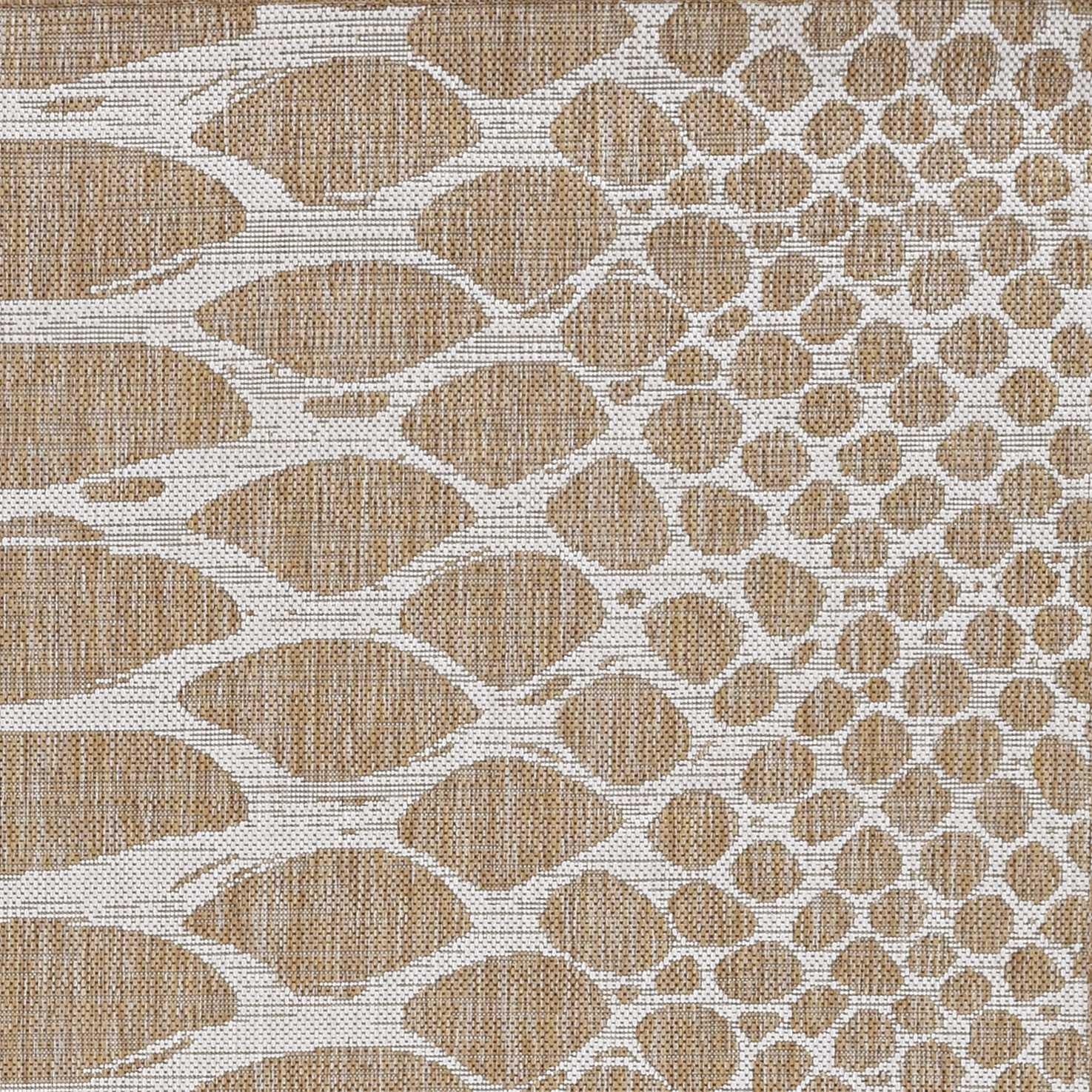 3'x4' Ivory Machine Woven UV Treated Snake Print Indoor Outdoor Accent Rug