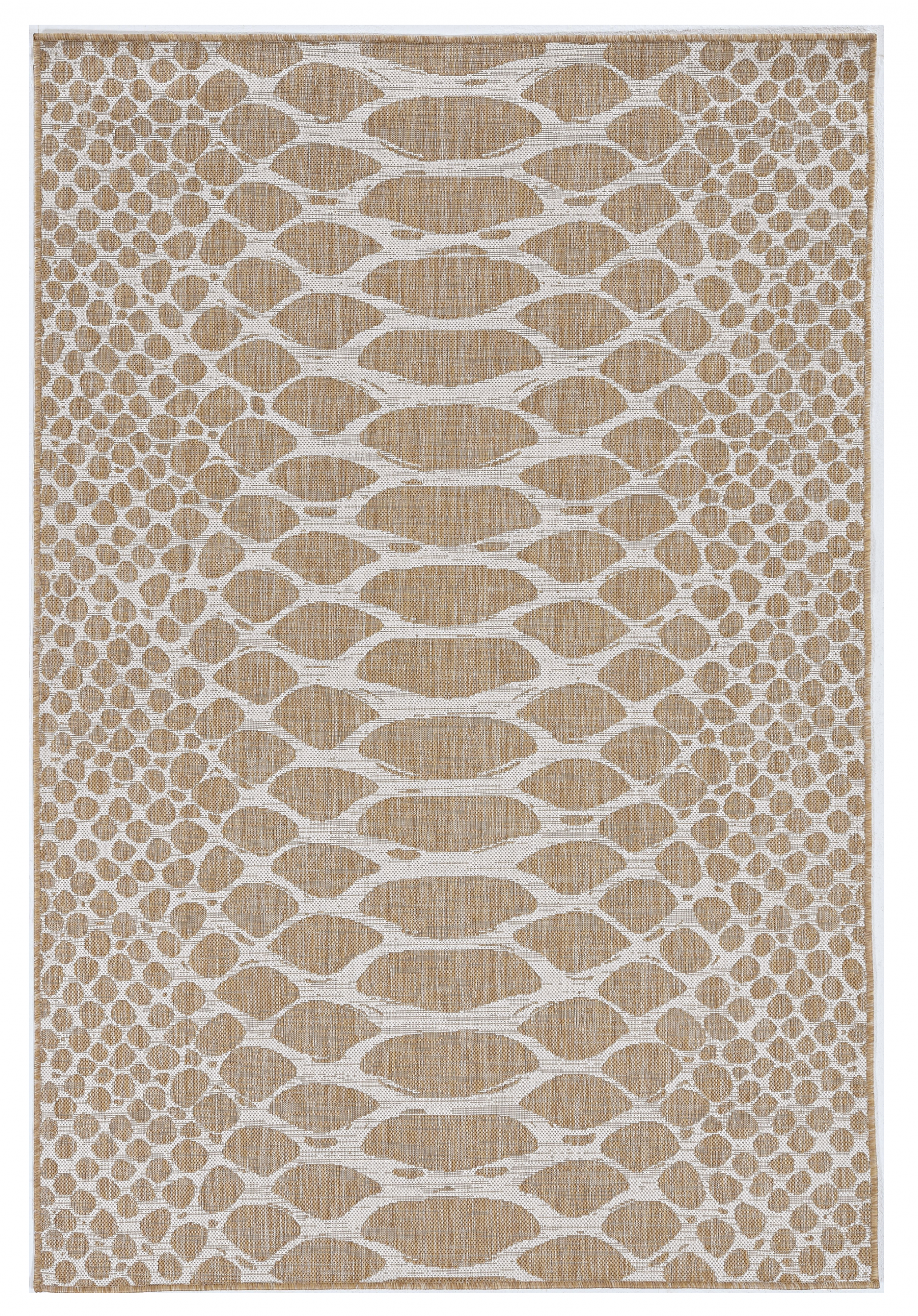 8'x11' Ivory Machine Woven UV Treated Snake Print Indoor Outdoor Area Rug