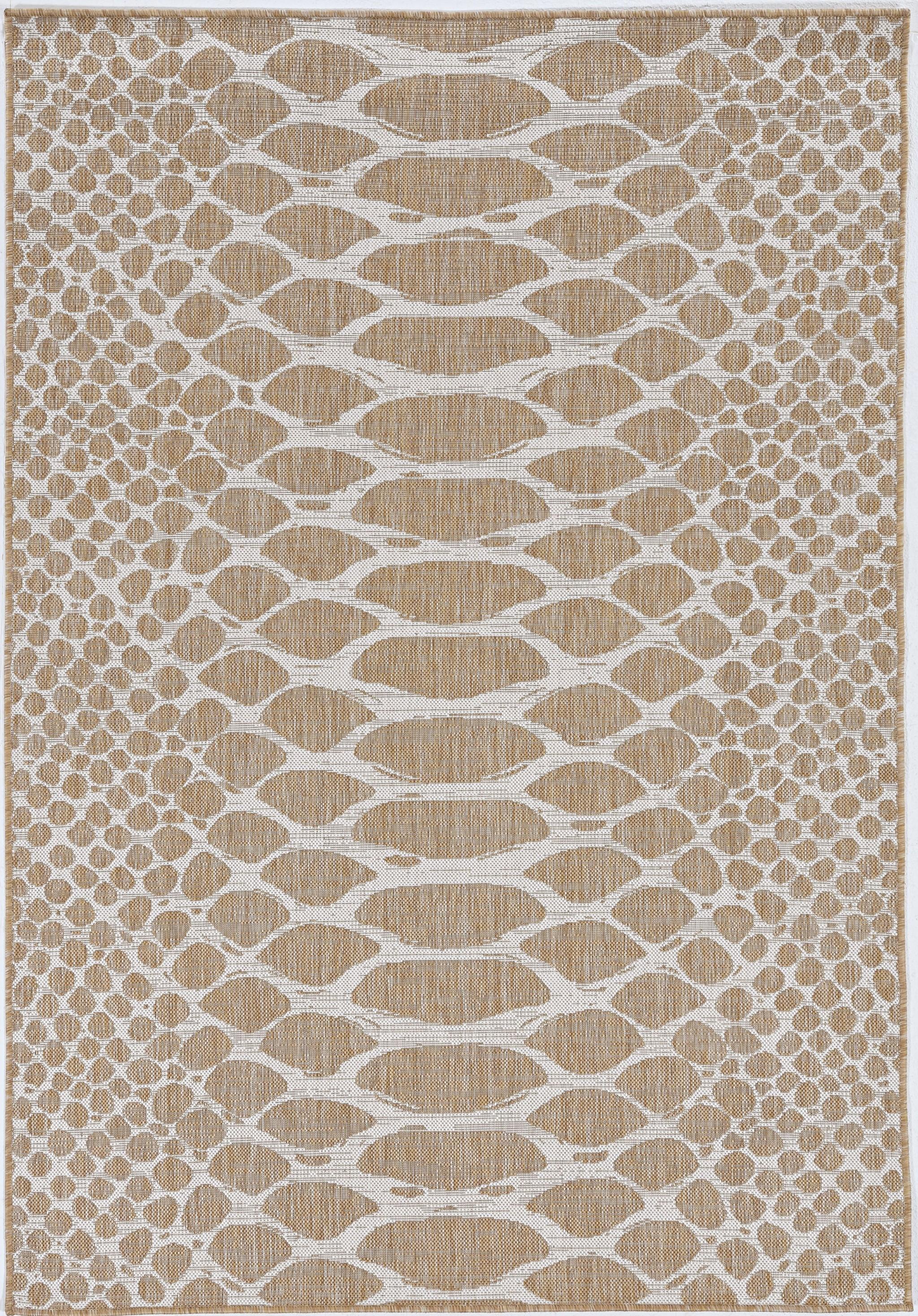 8'x11' Ivory Machine Woven UV Treated Snake Print Indoor Outdoor Area Rug