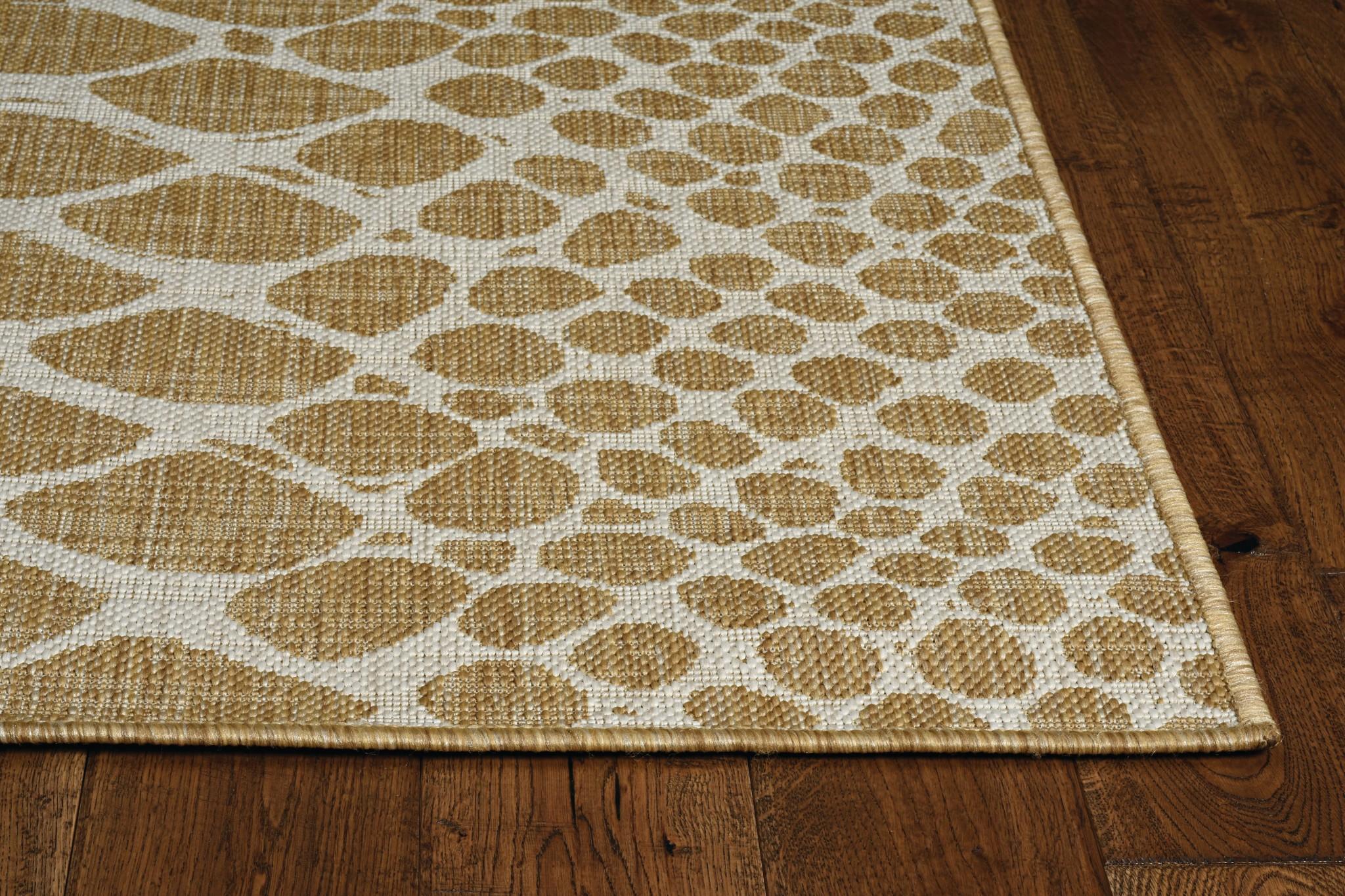 8'x11' Ivory Machine Woven UV Treated Snake Print Indoor Outdoor Area Rug