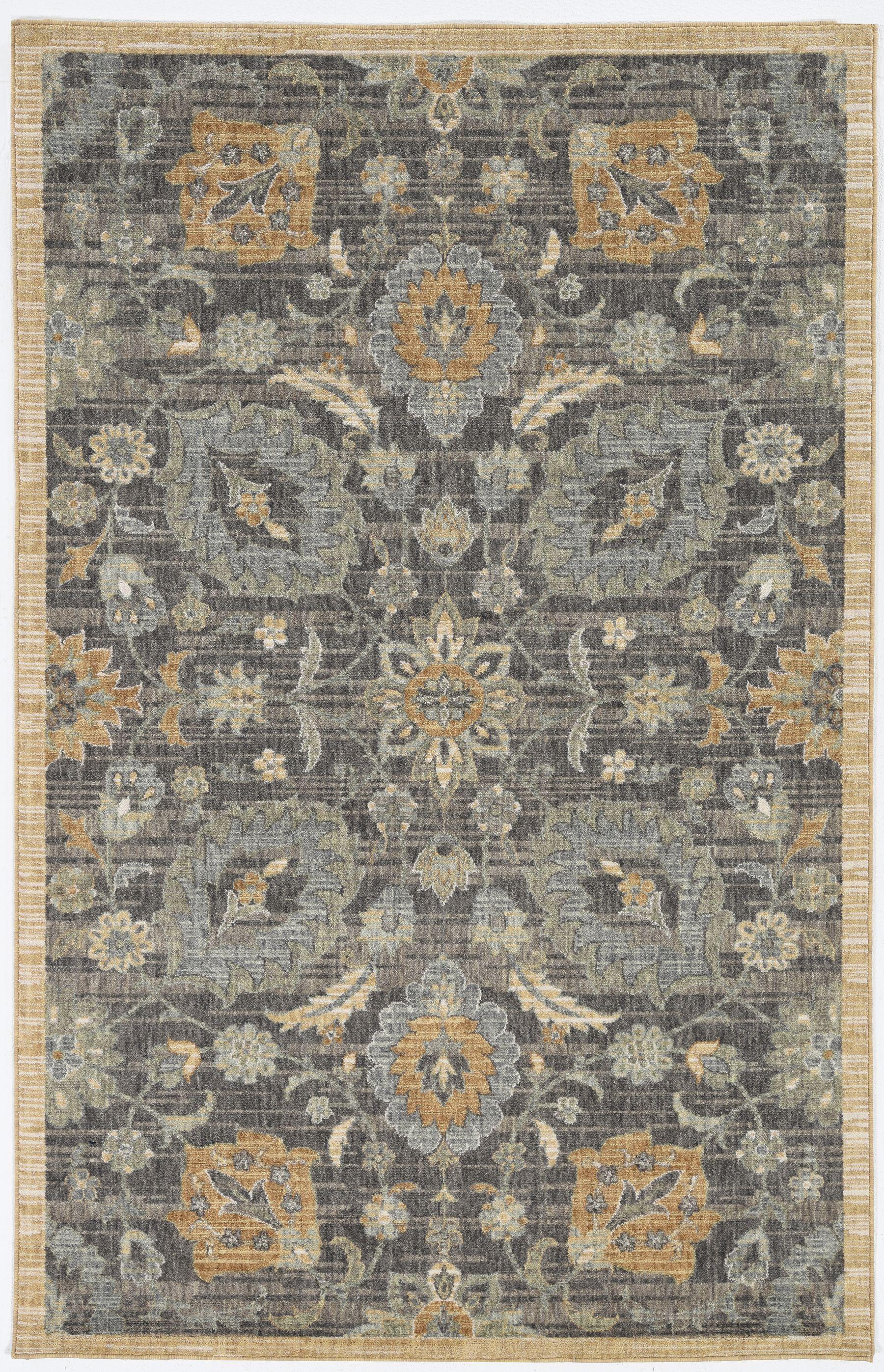 9'x13' Taupe Machine Woven Vintage Floral Traditional Indoor Area Rug Default Title