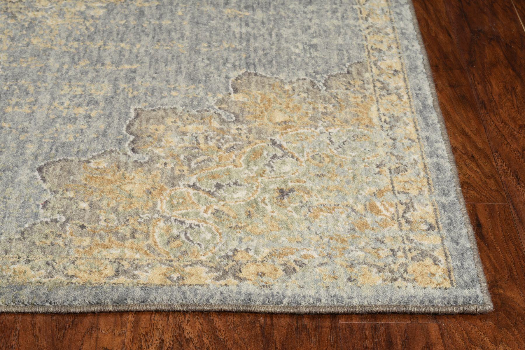 8' Slate Grey Machine Woven Vintage Traditional Indoor Runner Rug Default Title