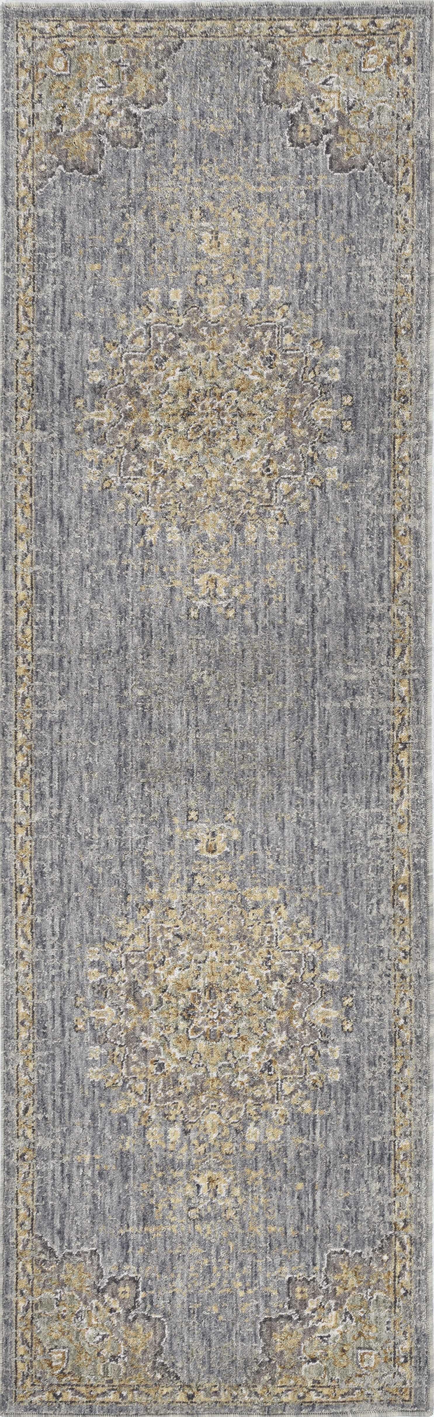 5'x8' Slate Grey Machine Woven Traditional Medallion Indoor Area Rug Default Title