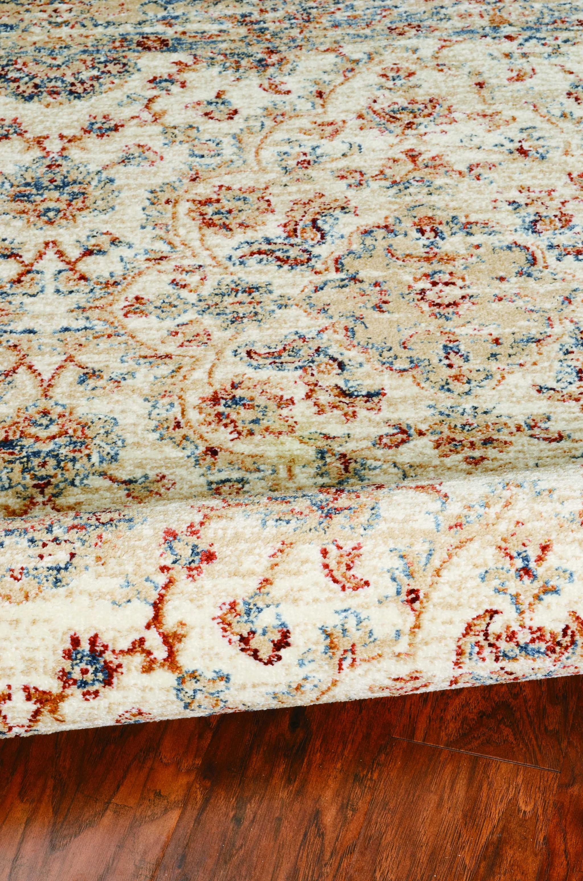 5' X 8' Ivory Floral Vines Area Rug