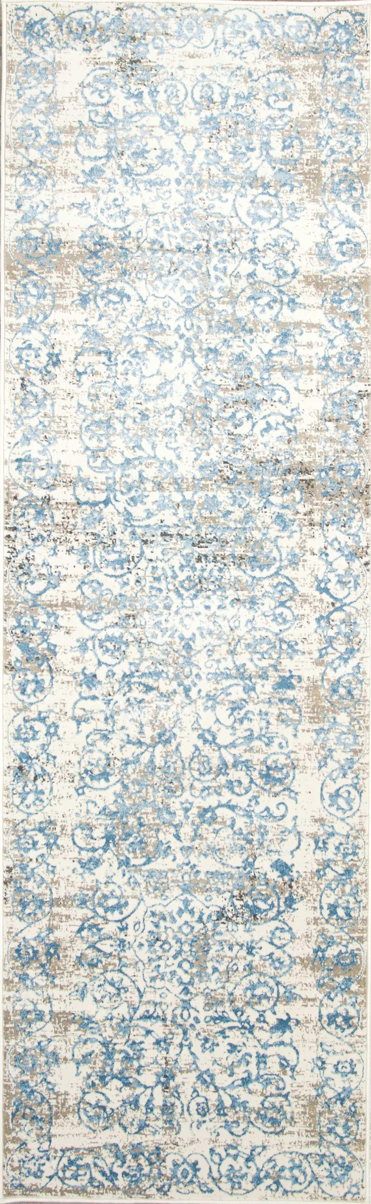 9'x13' Ivory Machine Woven Bordered Floral Indoor Area Rug