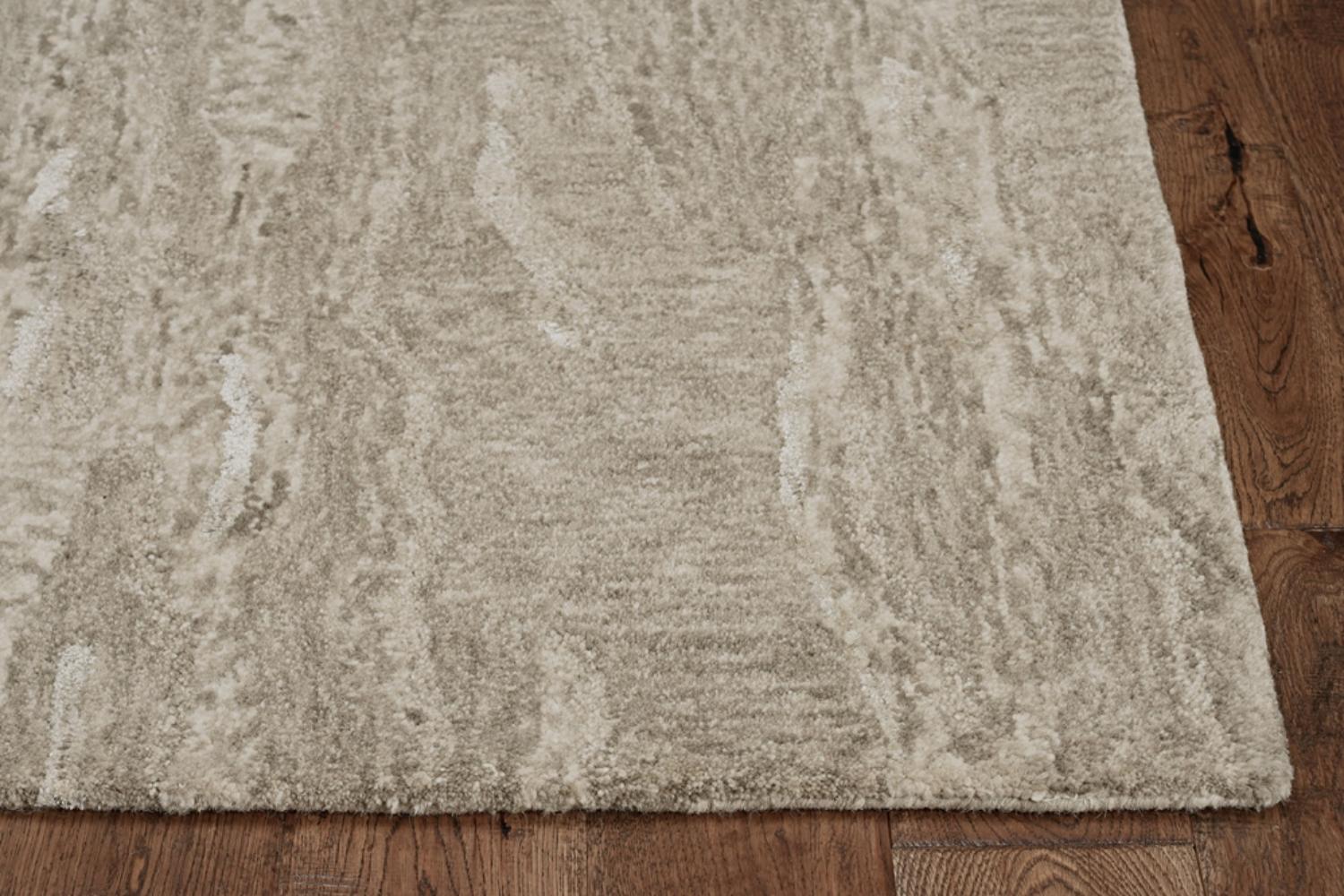 5' x 7' Sand Plain Wool Indoor Area Rug with Viscose Highlights