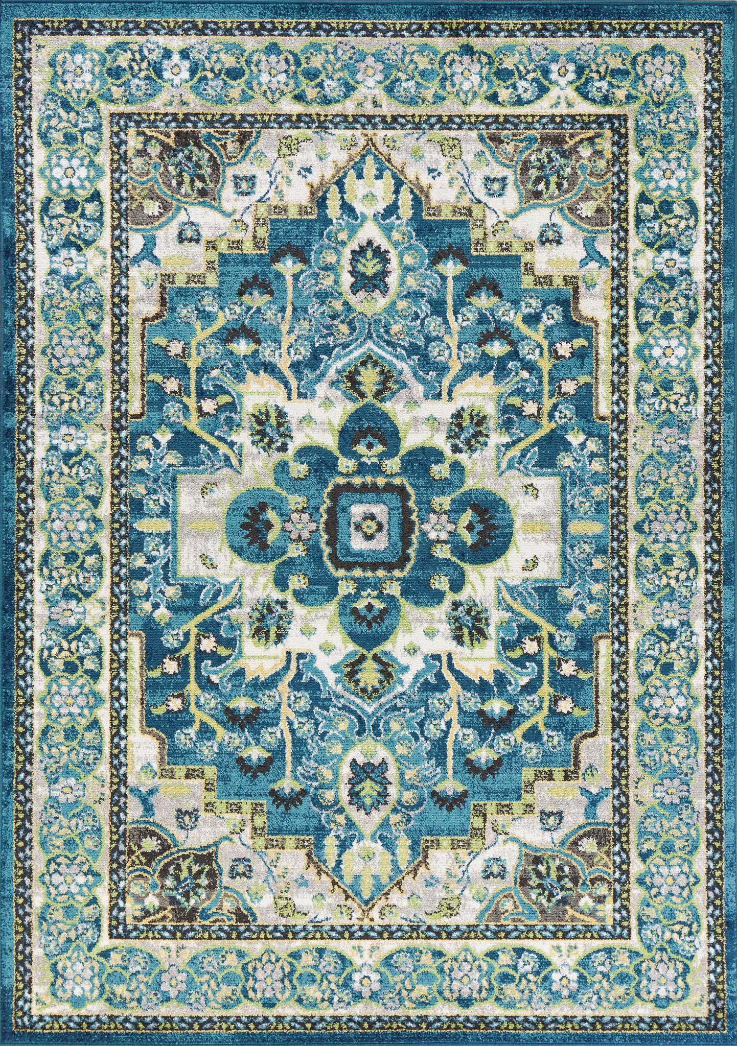 5'x8' Teal Machine Woven Polypropylene Area Rug Default Title