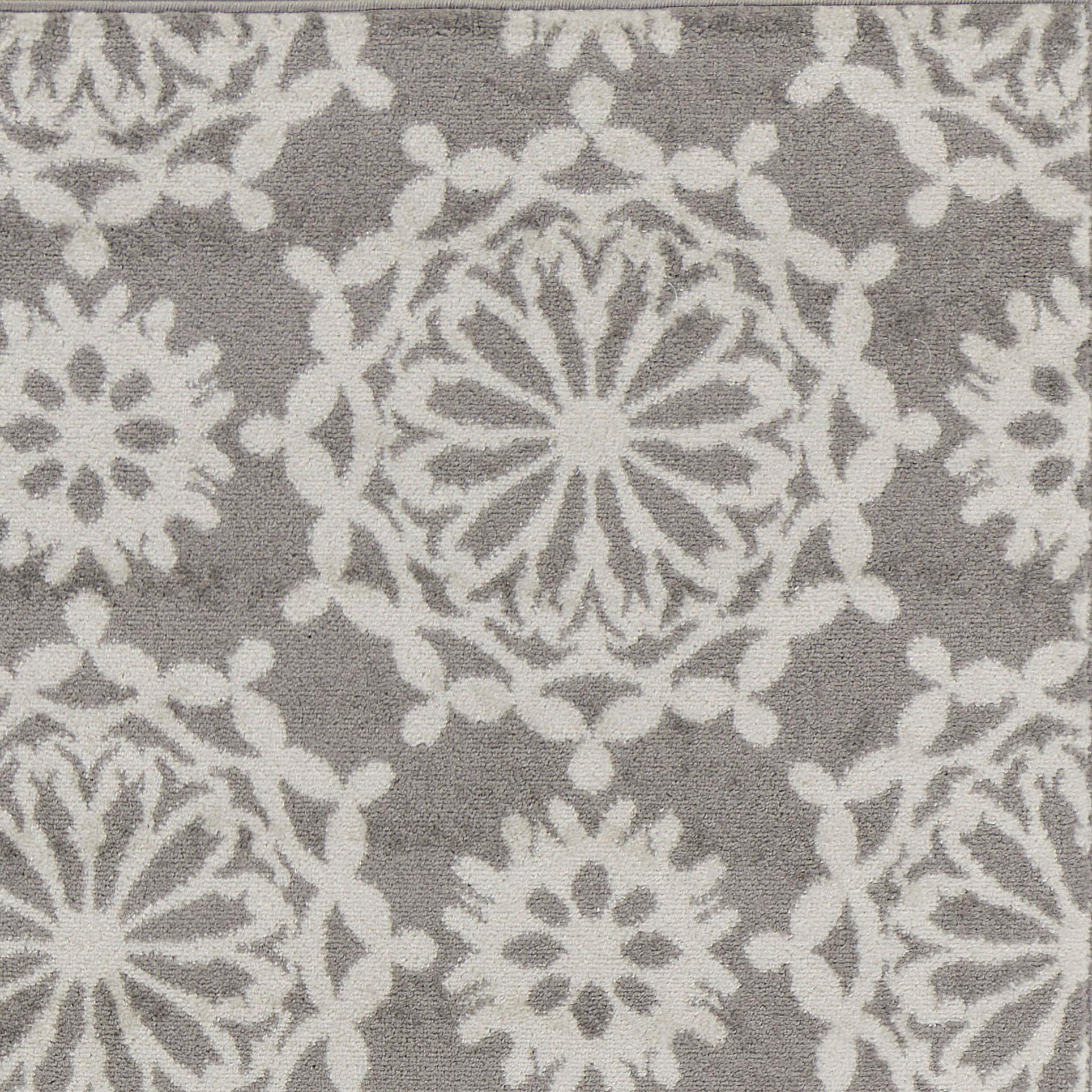 9' x 13' Grey or Ivory Floral Circular Patterns Indoor Area Rug