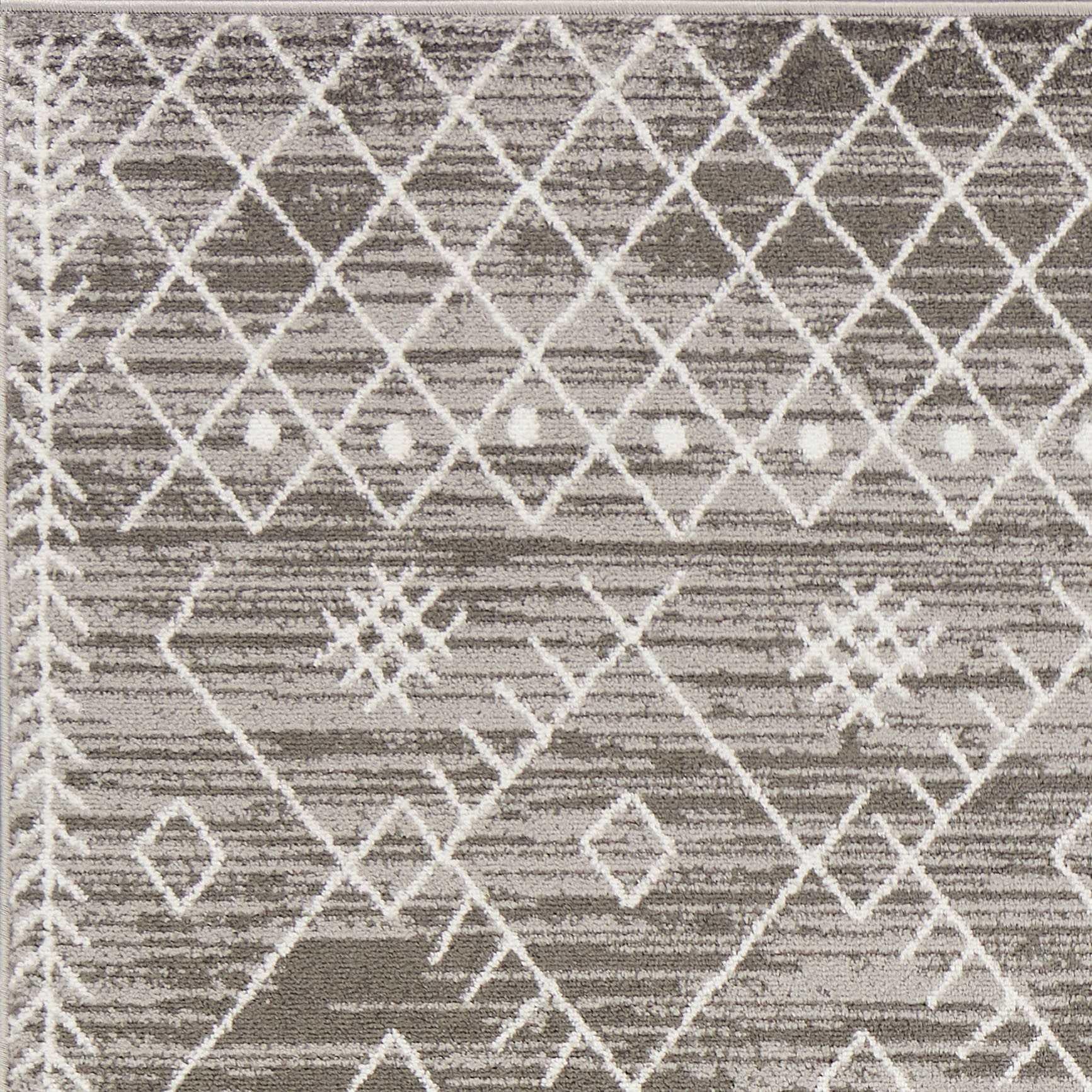 5' x 8' Gray And White Boho Geometric Area Rug Default Title