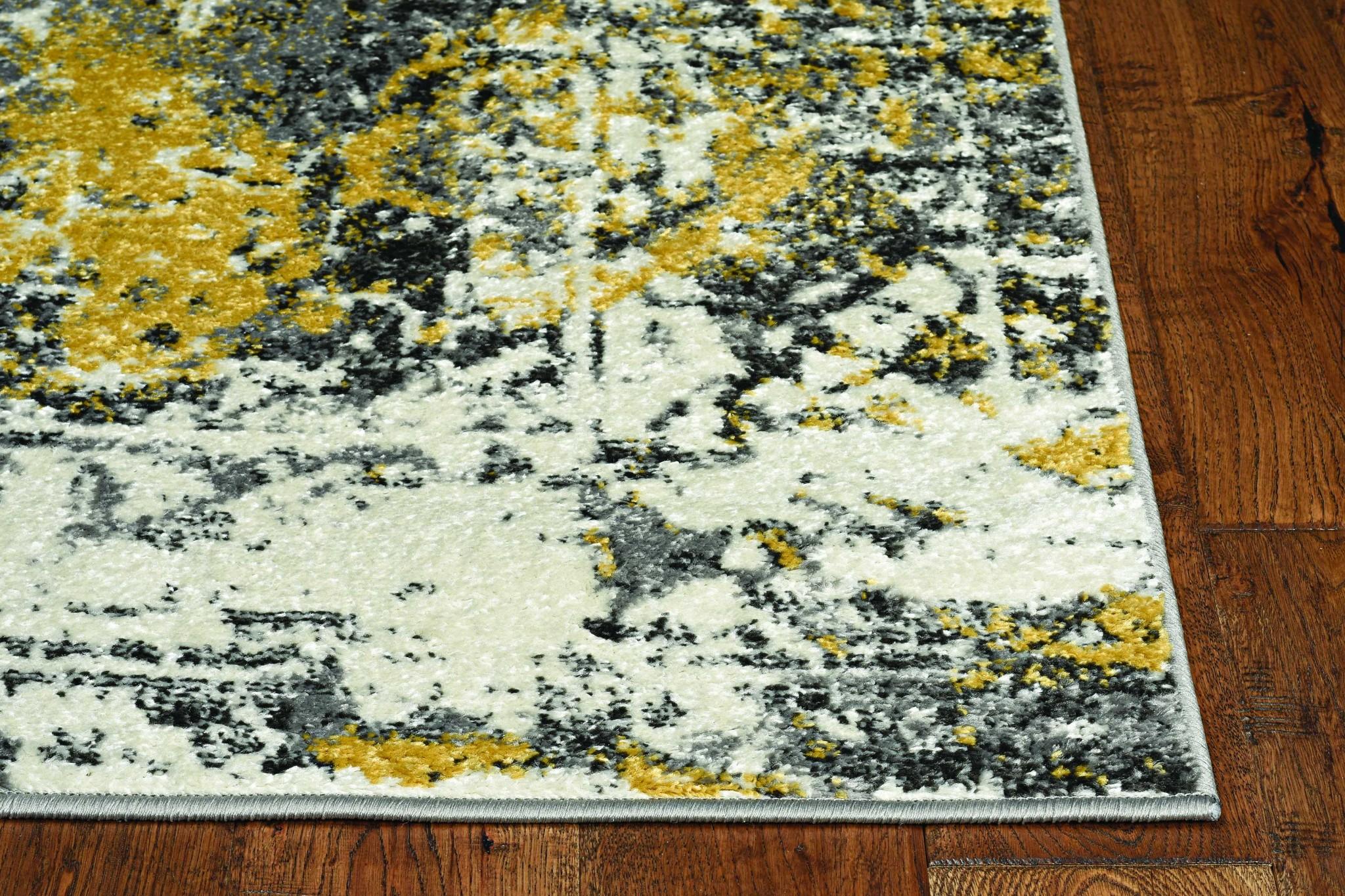 5'x8' Distressed Grey Gold Machine Woven Traditional Area Rug Default Title