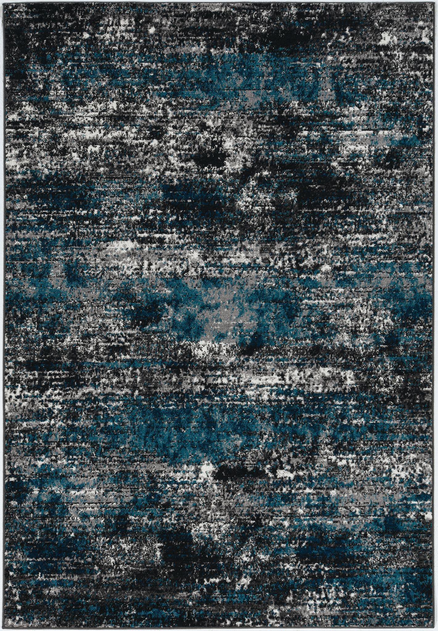 7' Grey Blue Machine Woven Abstract Indoor Runner Rug Default Title