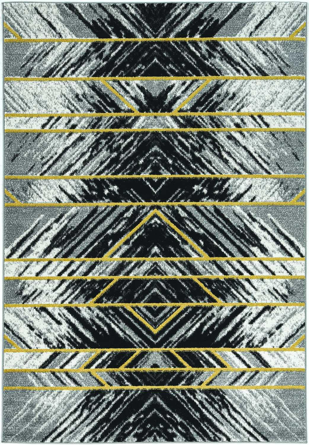 5'x8' Grey Machine Woven Geometrical Indoor Area Rug