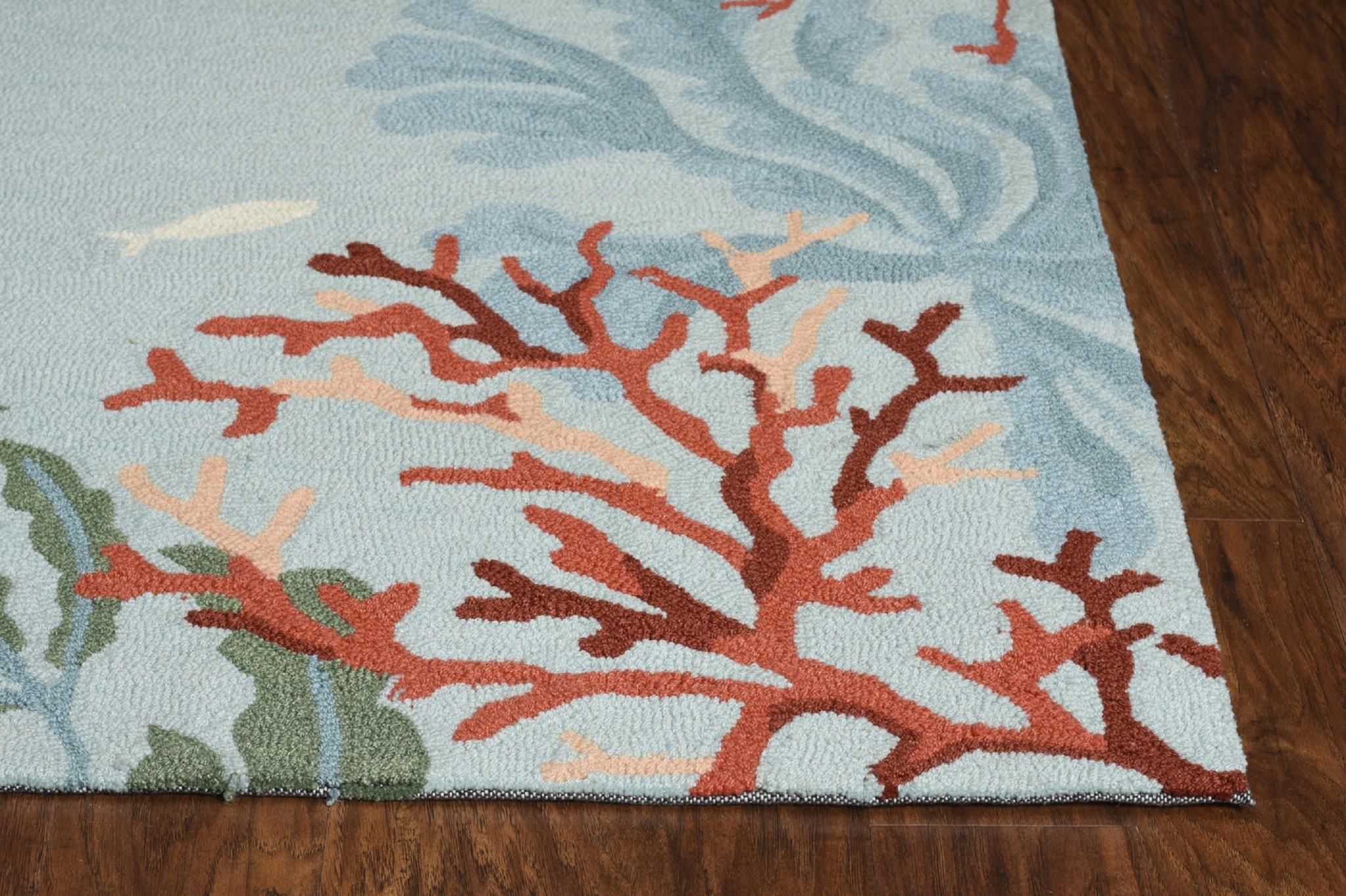 2' x 3' Blue Polyester Accent Rug