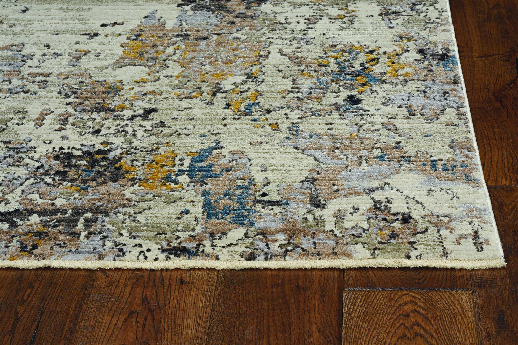 8'x10' Ivory Hand Hooked Bordered Coral Reef Indoor Area Rug