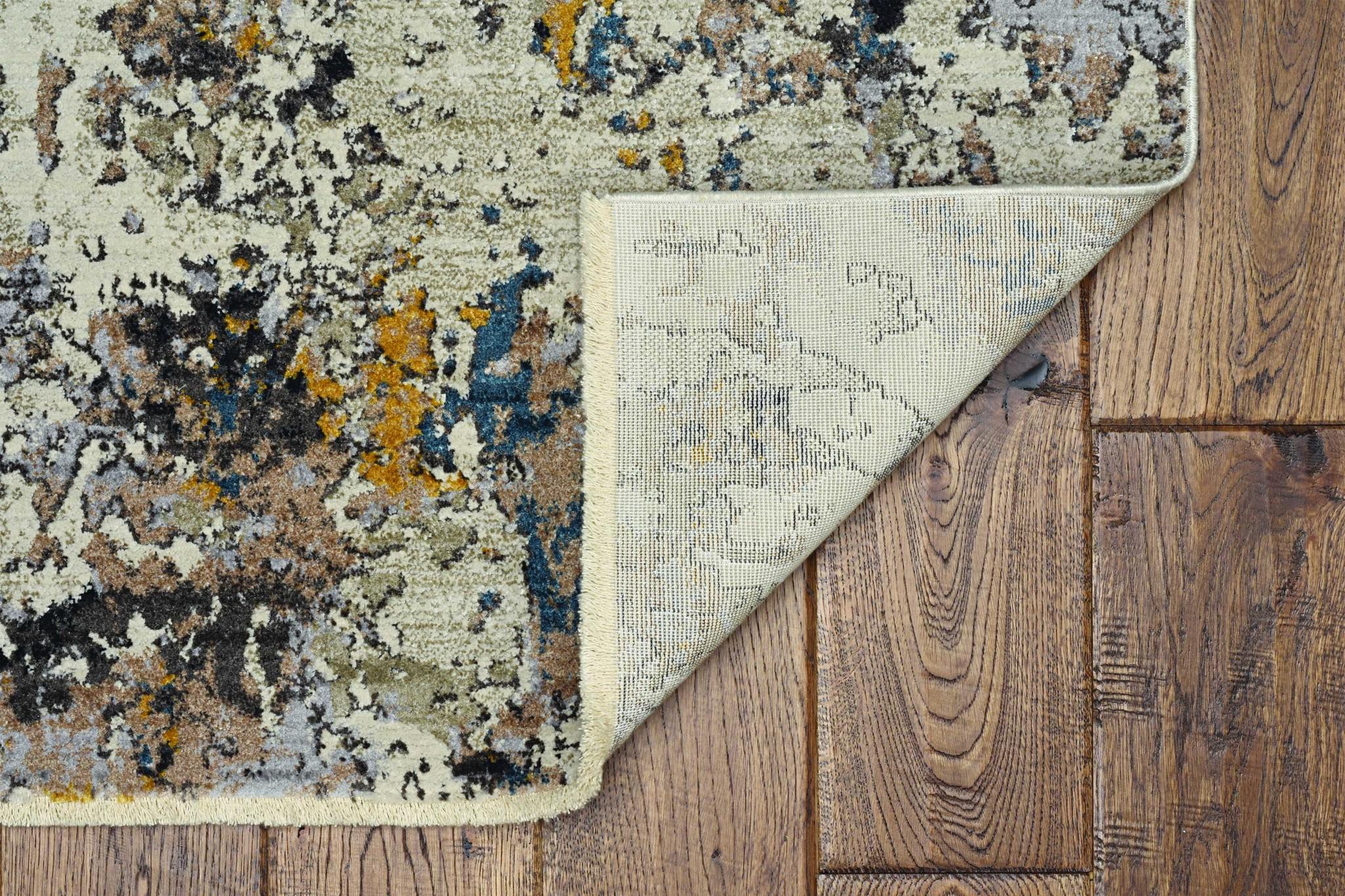 8'x10' Ivory Hand Hooked Bordered Coral Reef Indoor Area Rug