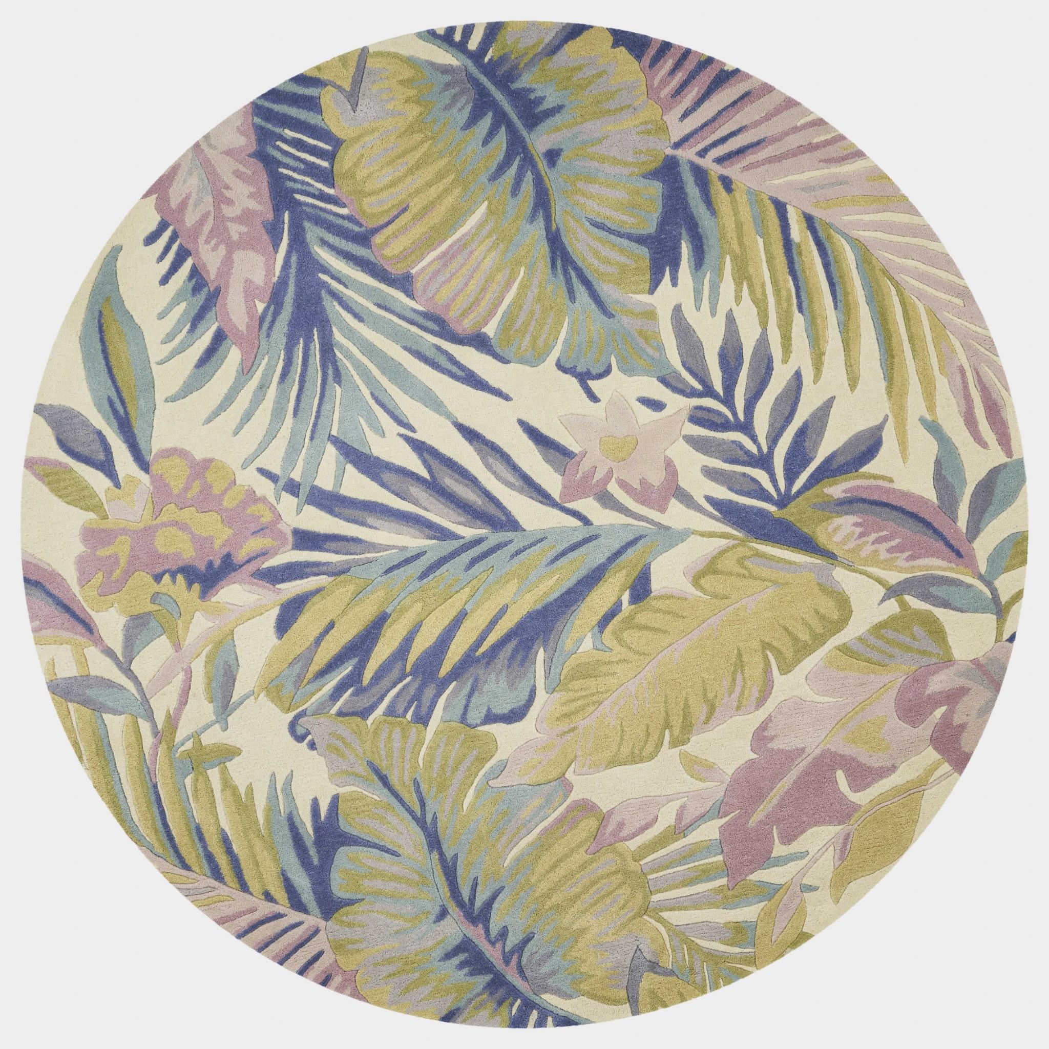 2' x 10' Pastel Tropical Leaves Wool Indoor Runner Rug